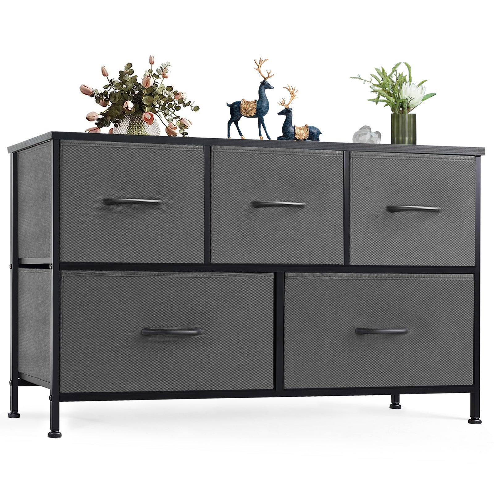 ZUNMOS 5 Drawer Fabric Dressers for Bedroom, Chest of Drawer Organizer Storage Cabinet for Closet