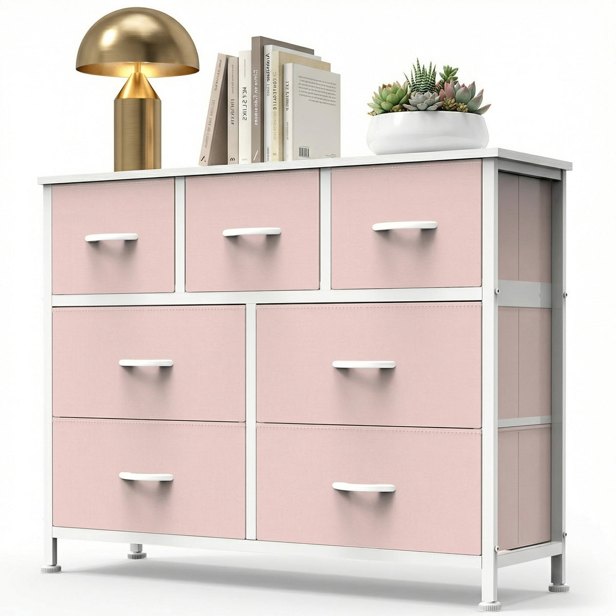 Gianna Fabric Dresser for Bedroom, Storage Organizer, Wide Chest of Drawers for Closet, Clothes, TV Stand, Wood Board