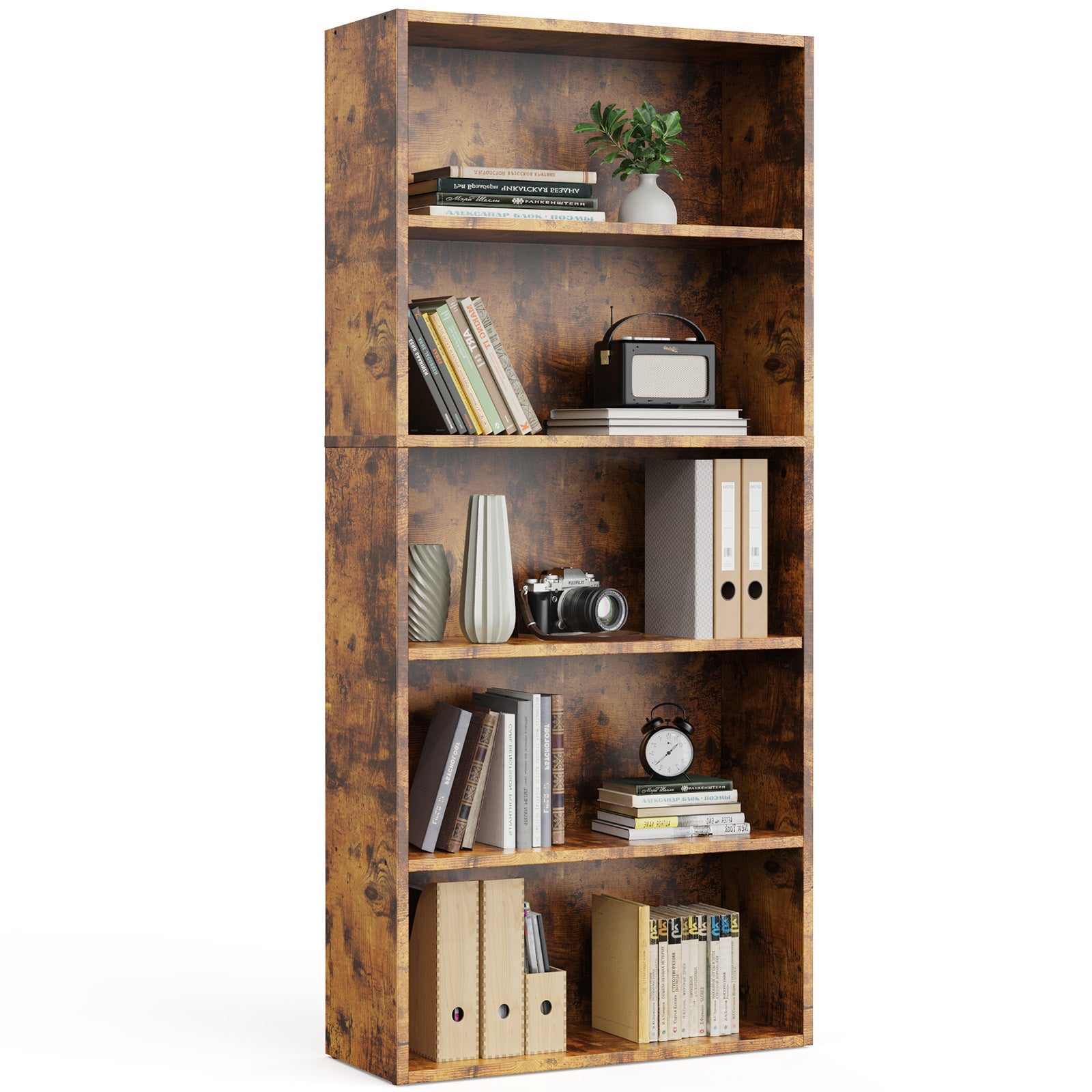 edx Bookcase Storage, 53 Inch Large Tall Floor Standing Open Bookshelf for Home Office, Living Room, and Bedroom