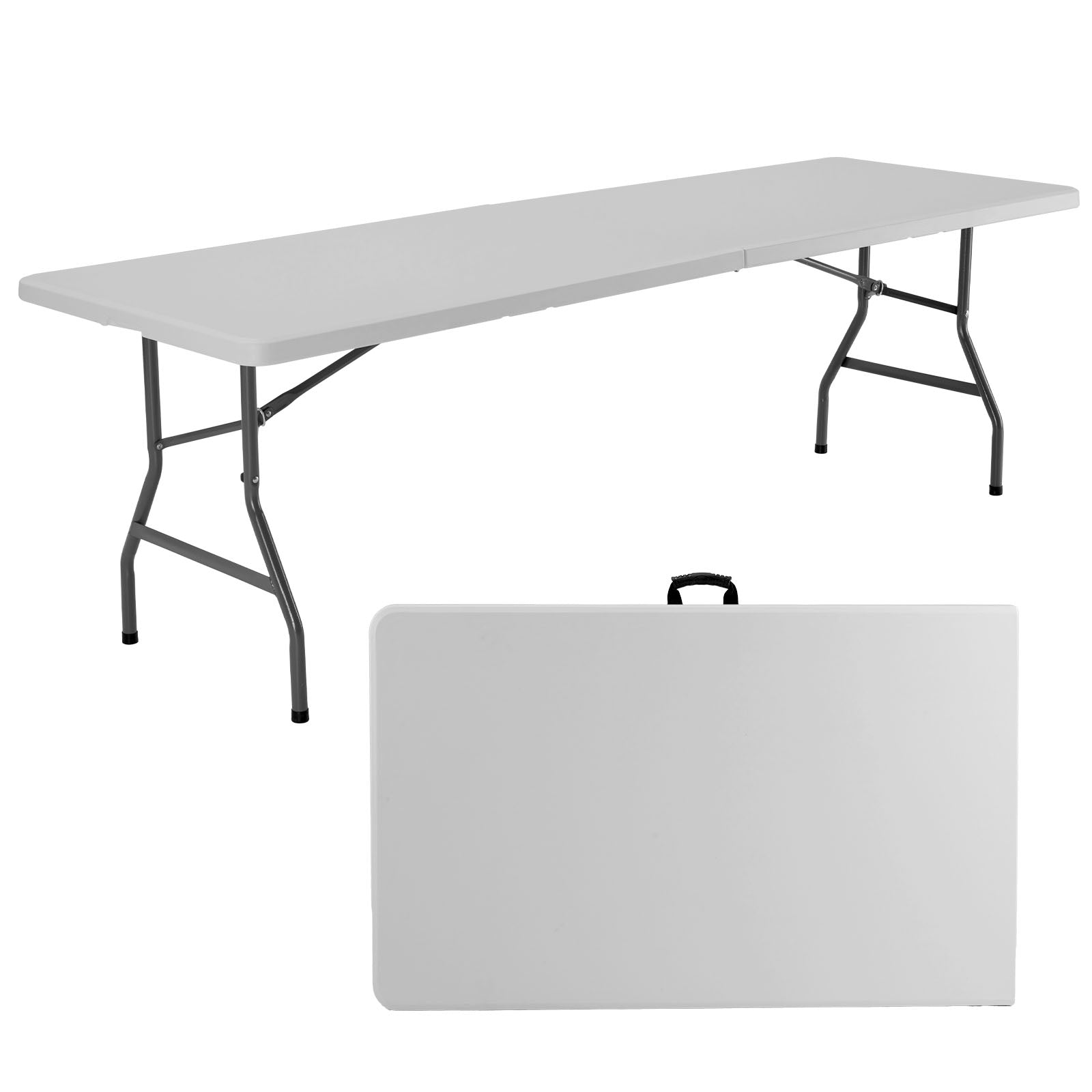 edx Folding Table with Handles for Parties, Banquets, Backyard Events, White