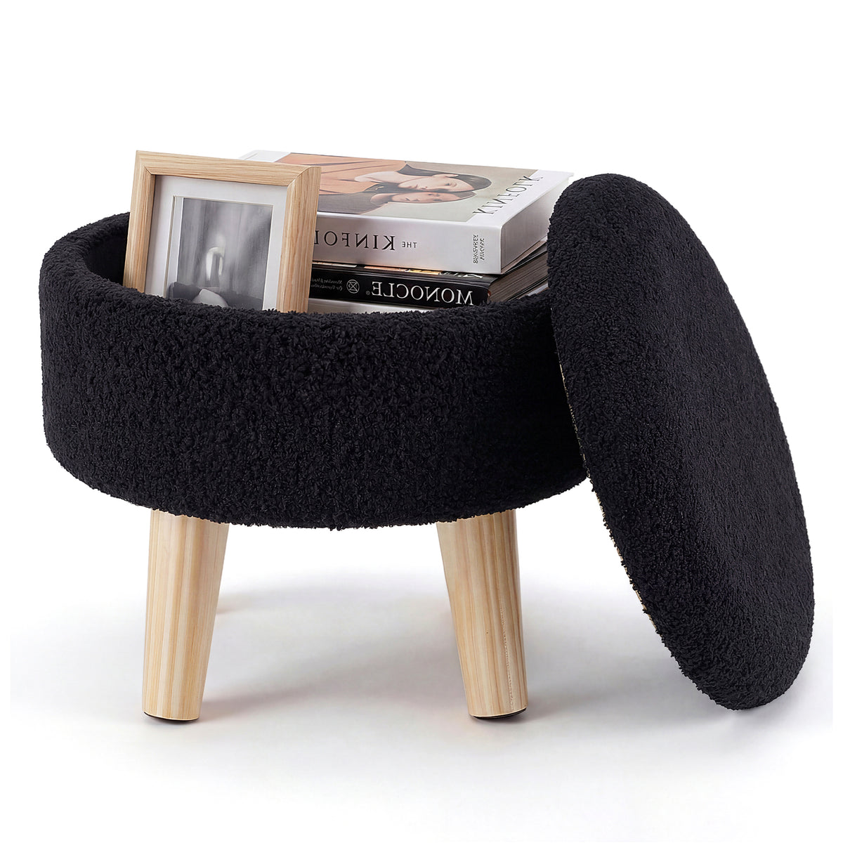 Gianna Round Ottoman Footrest Chair for Makeup Room, Bathroom, Bedroom, Living Room, Entryway & Offices