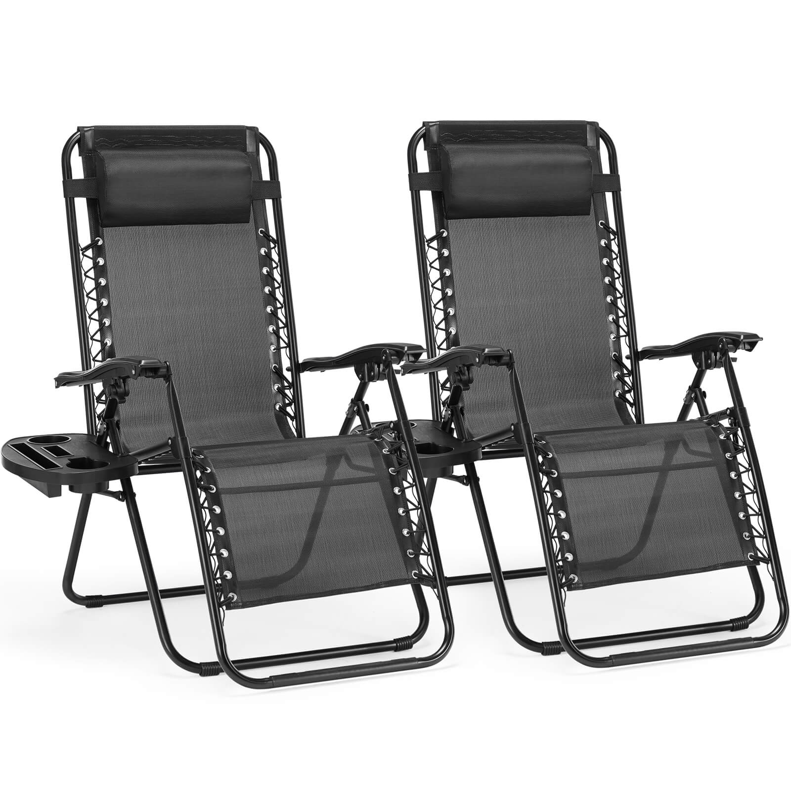 edx Zero Gravity Chairs - Set of 2 portable recliners with adjustable steel mesh for beach, camping, patio and lawn.