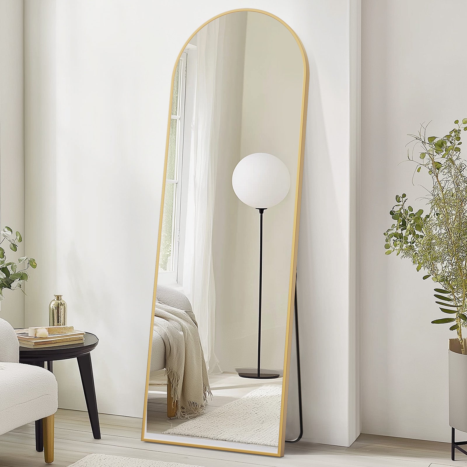 edx Arched Full Length Mirror 71"x26" Full Body Mirror Rectangle Free Standing Wall Mounted Leaning Hanging Floor Mirrors, Gold