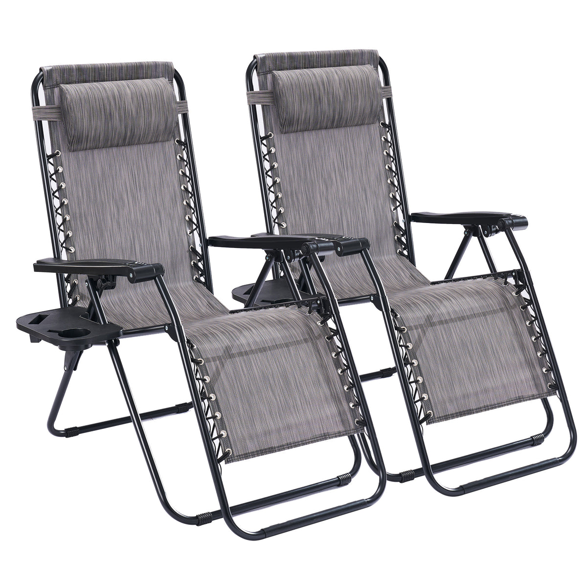 Gianna Zero Gravity Chairs - Set of 2 portable recliners with adjustable steel mesh for beach, camping, patio and lawn.