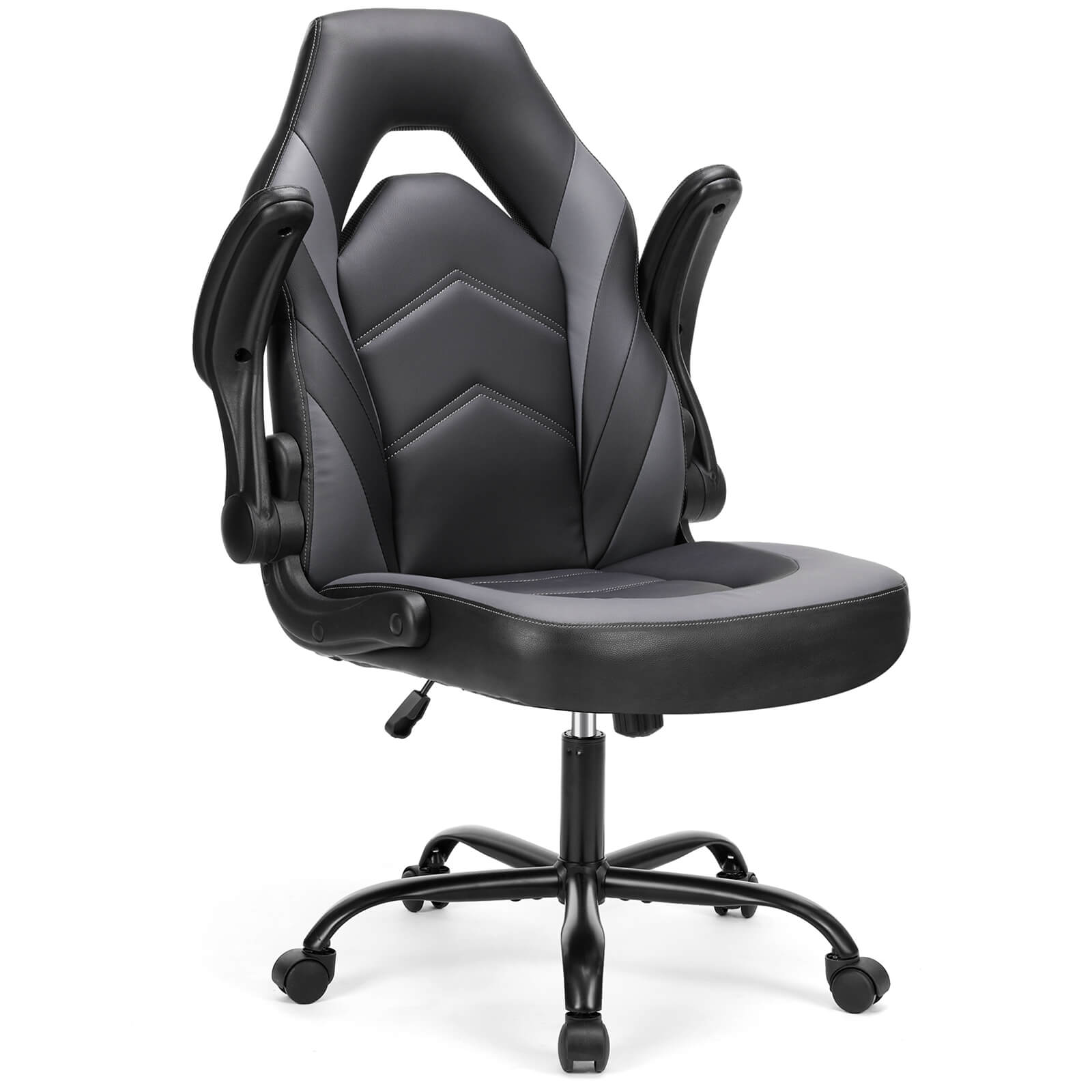 edx Ergonomic Leather Gaming Chair-Office Desk PU Leather Chair -up Armrests, Swivel Task Chair Adjustable Height for Adults Teens Kids