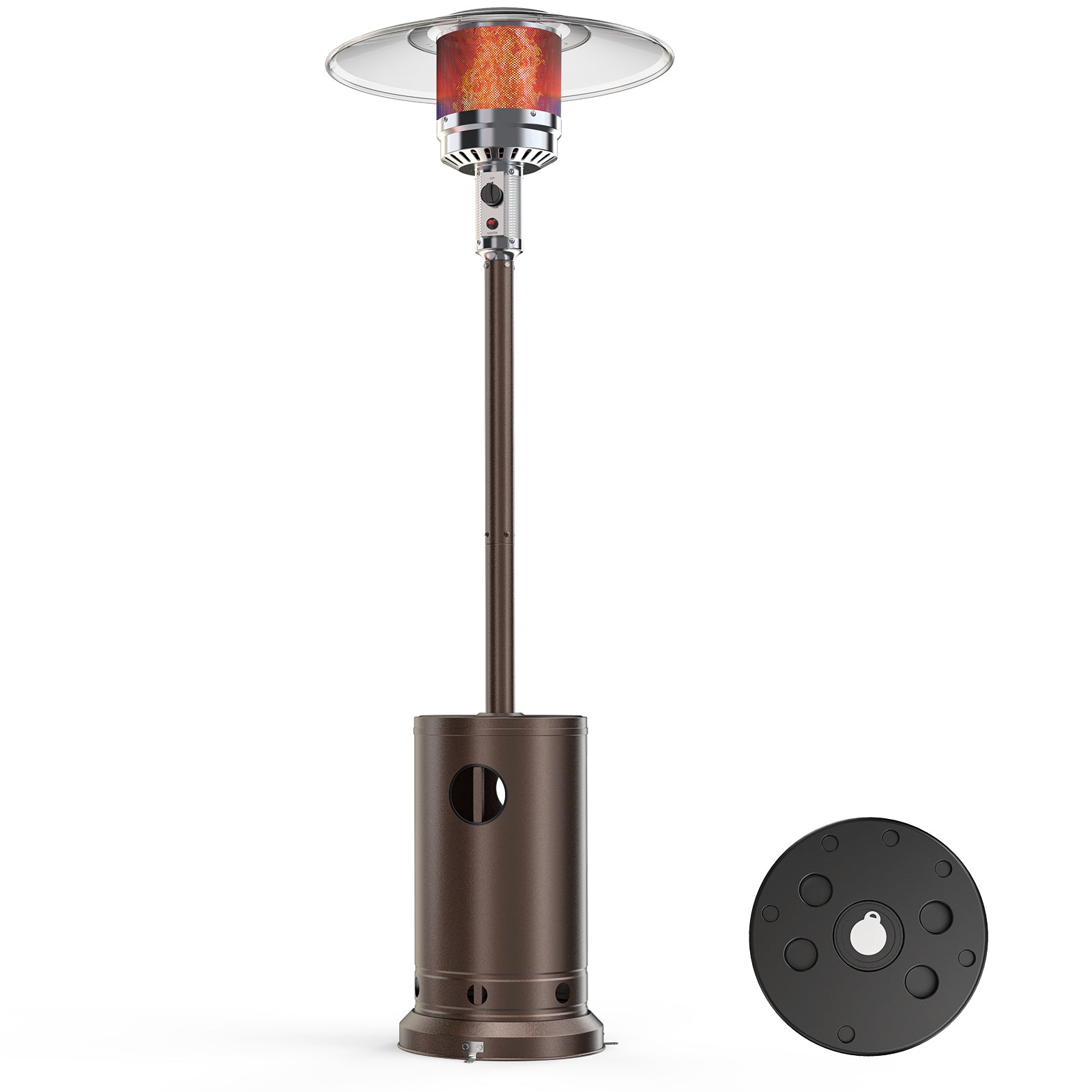 Propane Heater 48,000 BTU with Wheels, Double Heating Grid, Ideal for Deck Porch Garden Commercial Residential, Height 87 inches