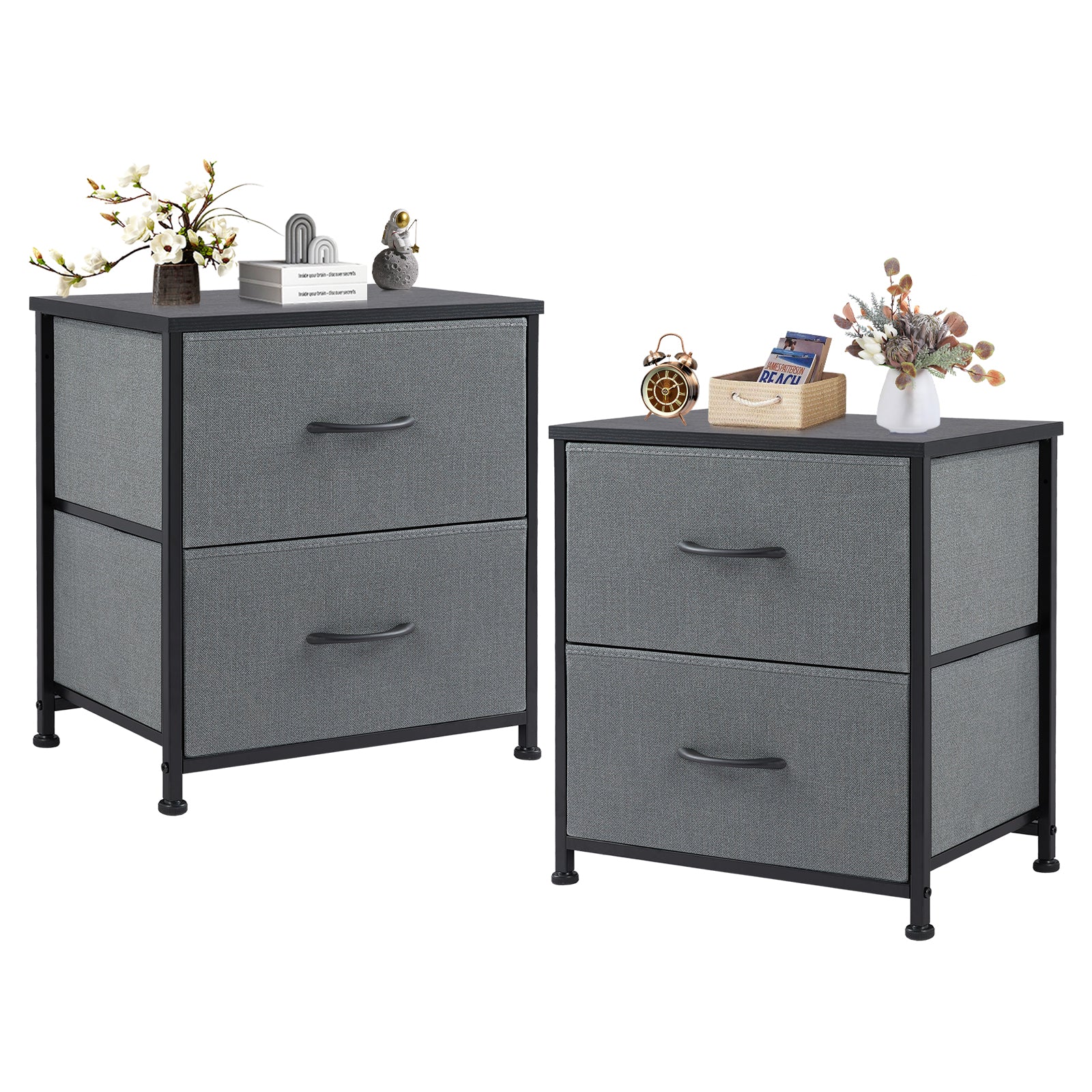ZUNMOS Nightstands Set of 2 with 2 Storage Drawers - Side Table for Bedroom, Living Room, Closet, College Dorm,
