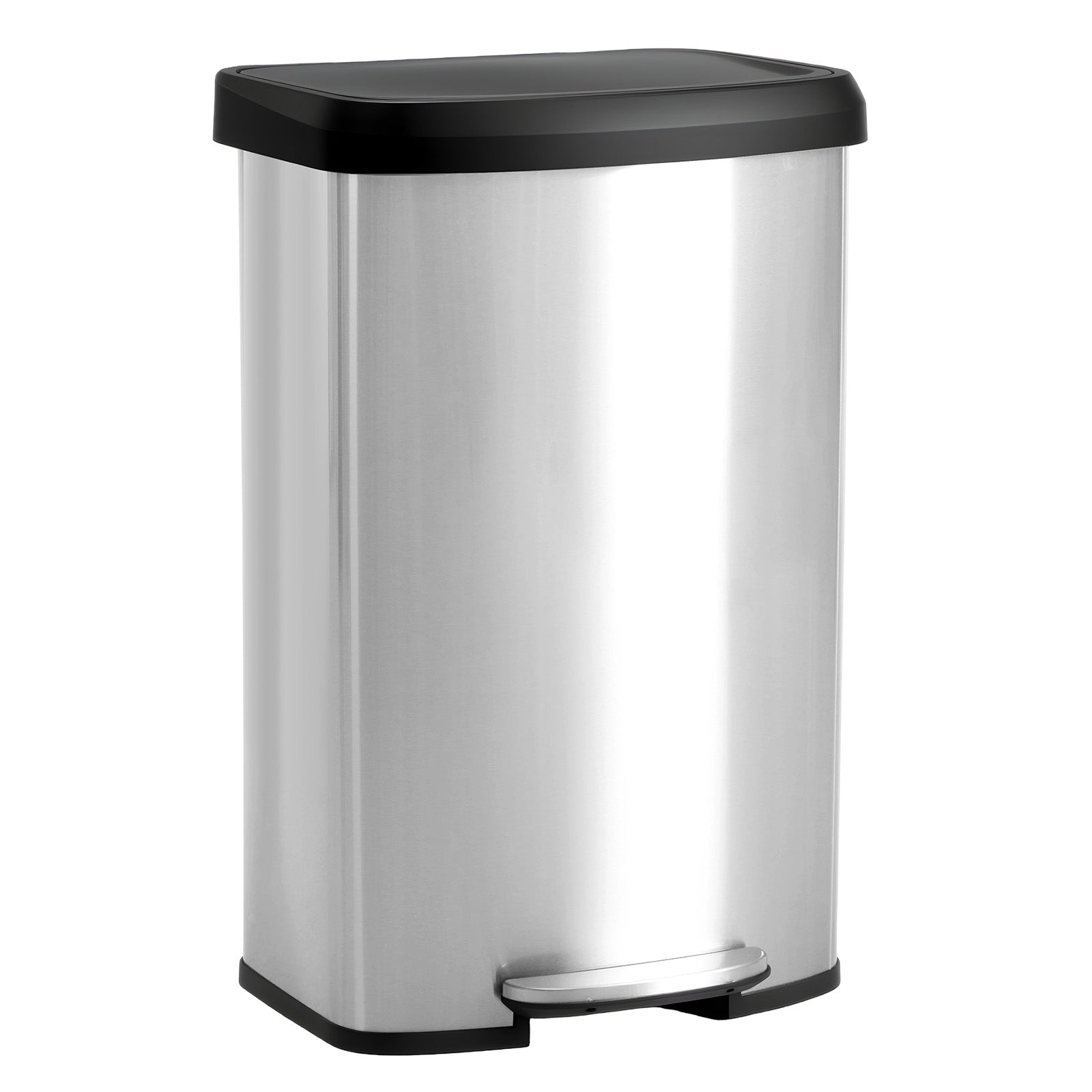 EDX Kitchen Stainless Steel Waste Bin with Lid with Soft-Close Foot Pedal and Removable Inner Bin for Bathrooms, Bedrooms and Home Offices
