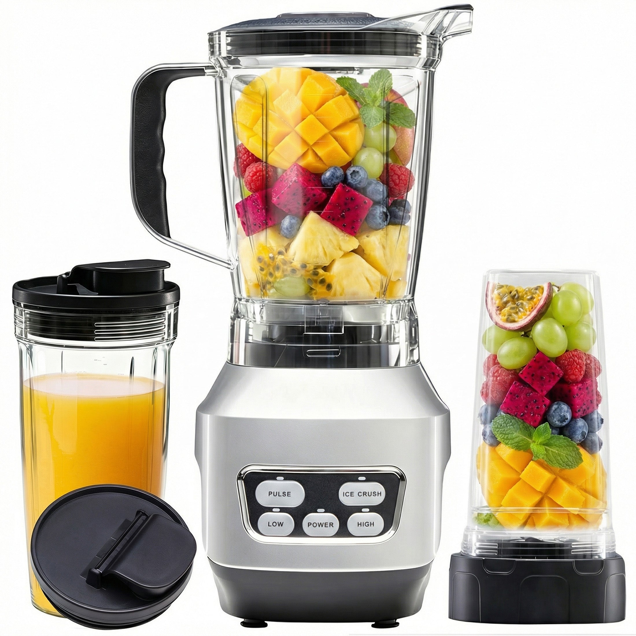 EDX 1200W High Power Extractor Blender with Pulse/Crush Ice/Low&High Speed, 2 Extractor Blades, 1.5L+600mL BPA-Free TRITAN Jars, Flip Portable Lid