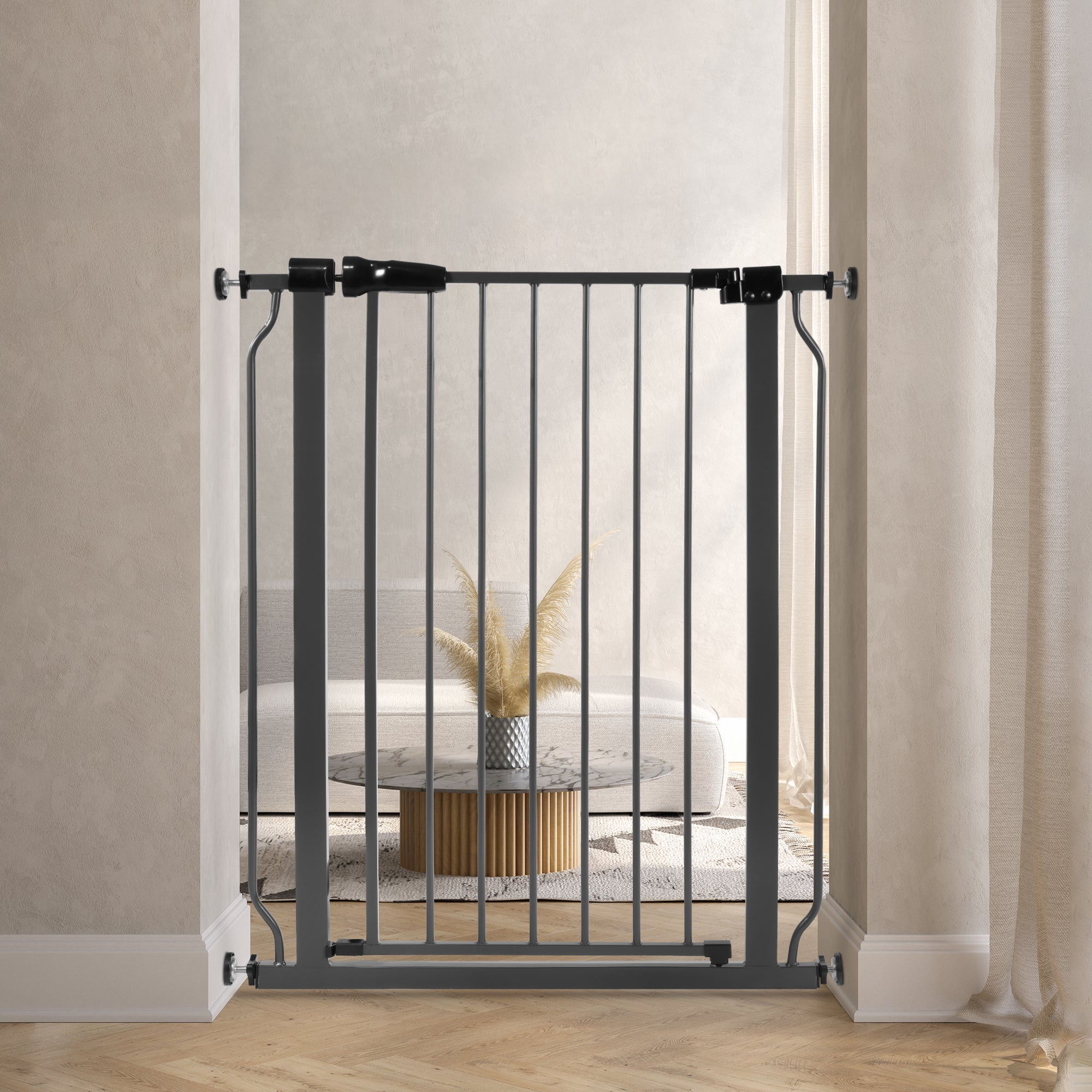EDX Baby Gate for Stairs and Doorways, 30" Height Safety Gate for Kids and Pets, Adjustable Width 29.1"–33.8", Pressure Mounted Child Gate for Hallways and Openings