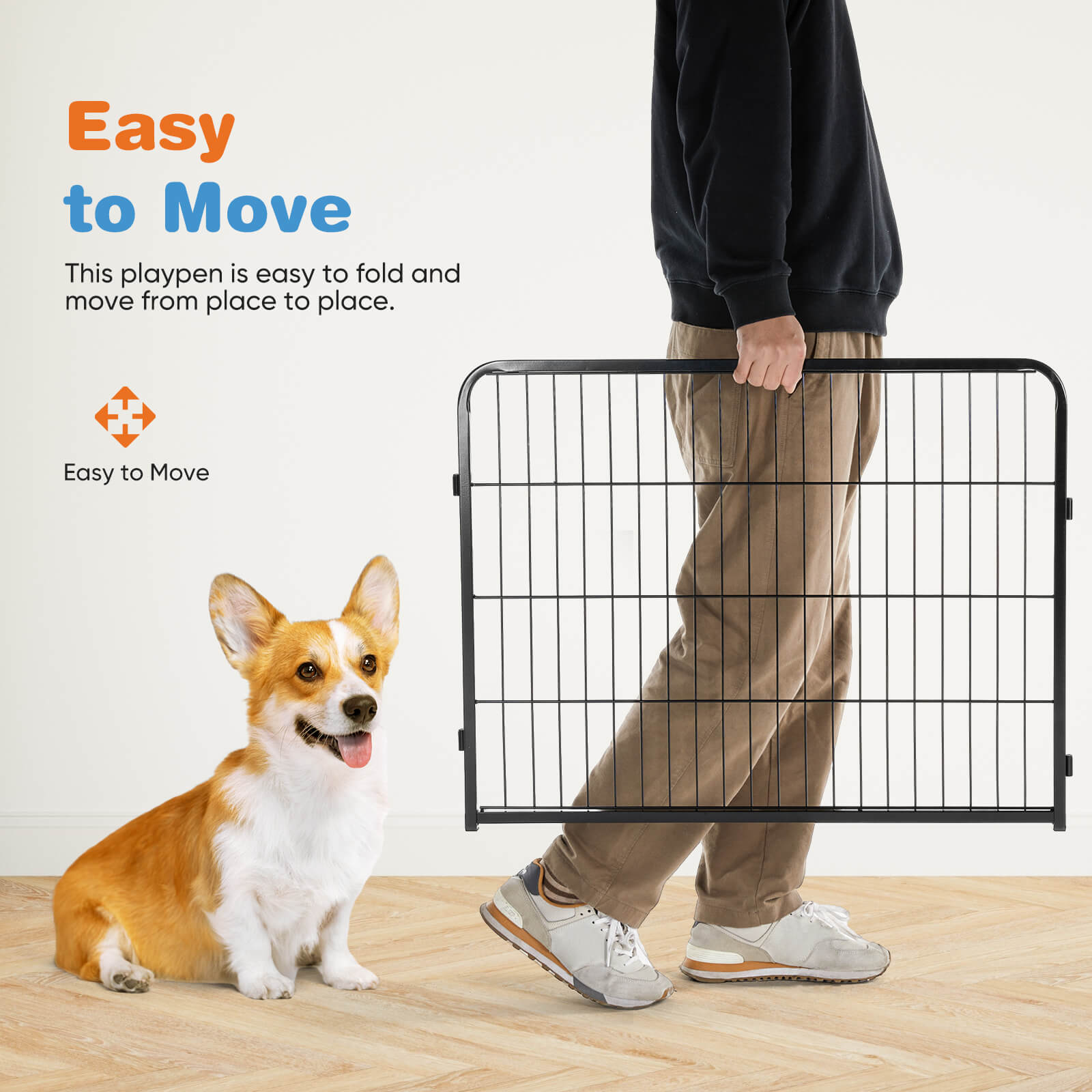 edx Dog Playpen - Collapsible Portable Pet Pen, High Metal Sport Puppy Pen with Gate for Garden, Patio, RV Camping