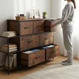 edx 8 Drawers Fabric Dresser, Chest of Drawers with Sturdy Steel Frame, Storage Organizer Cabinet for Bedroom, Living Room
