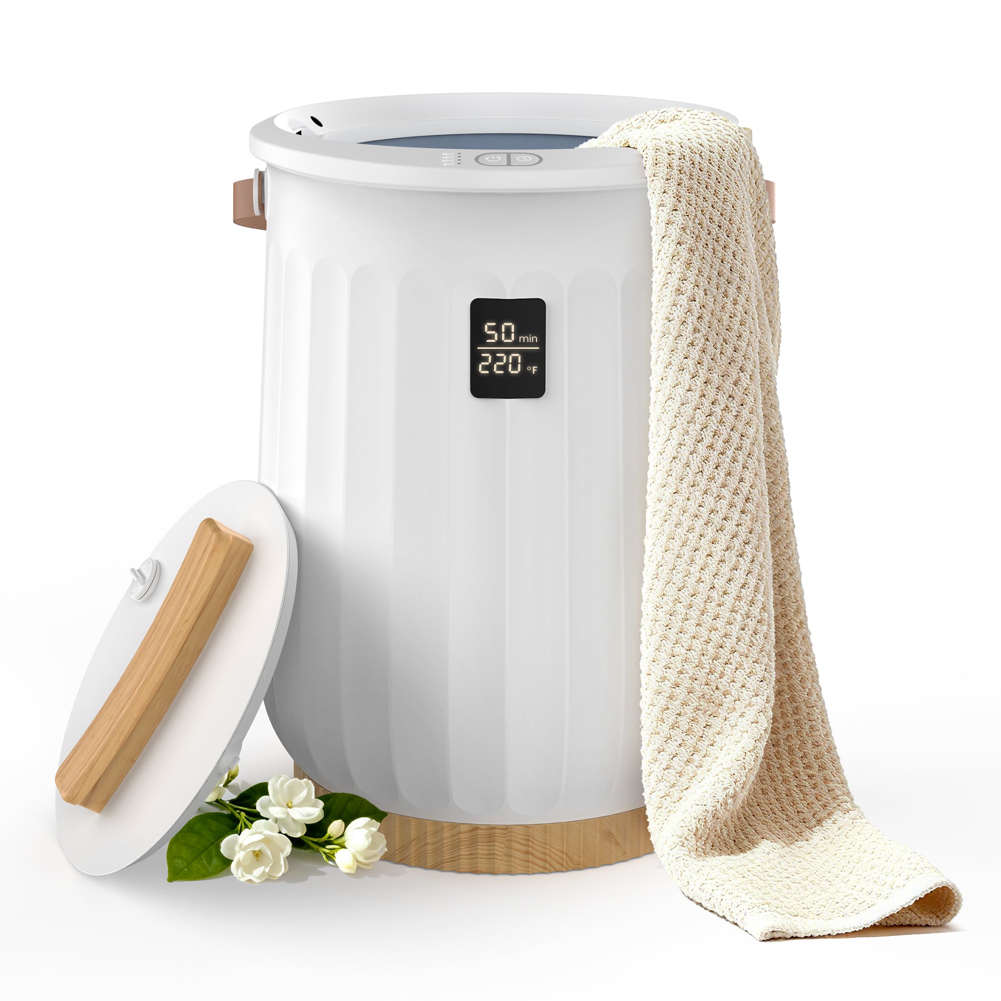 edx 20L Towel Warmer, with Handle & Aroma Disc Holder, Holds Two 40“x70” Oversized Towels, Suitable for Robes, Blankets & Pajamas