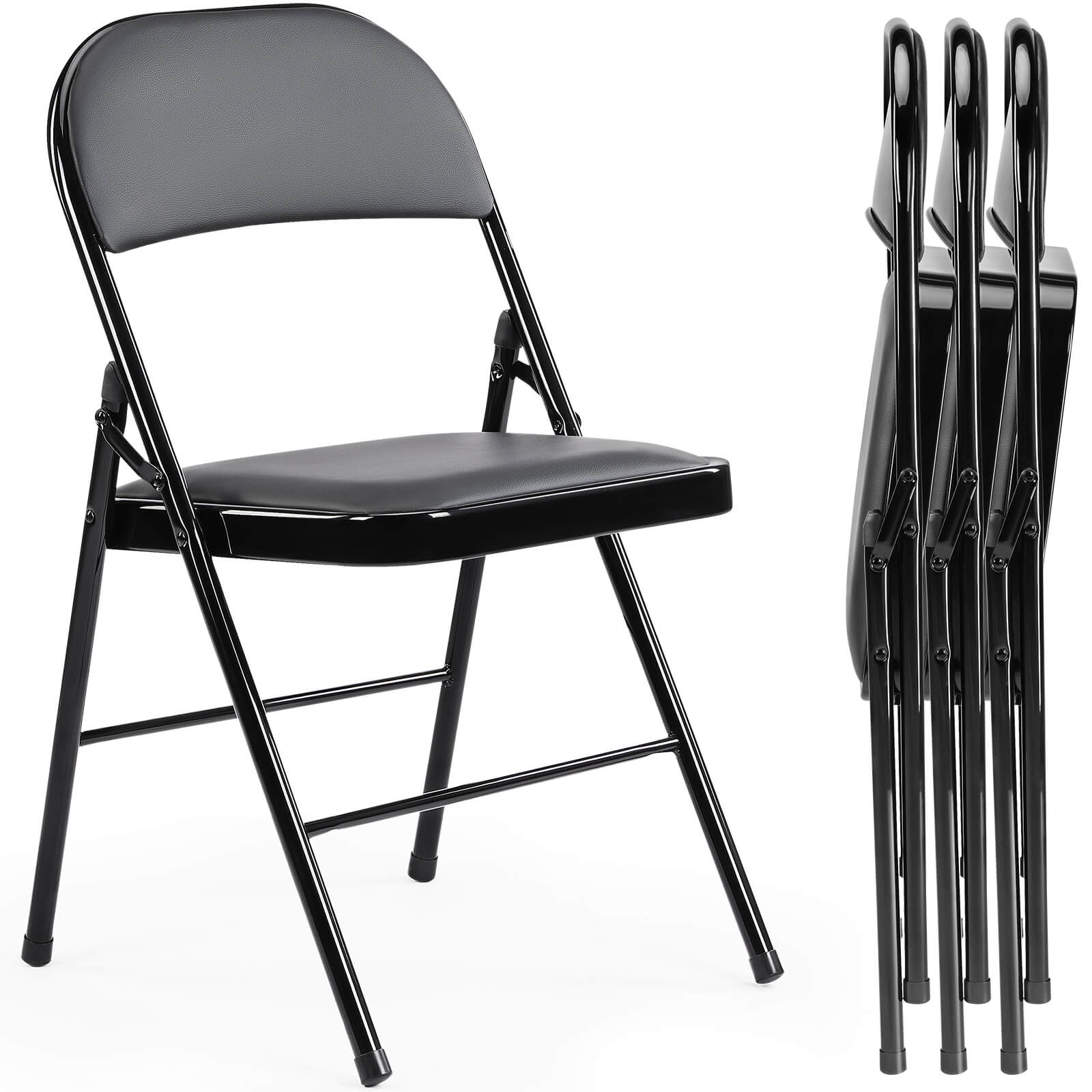 edx Genuine Leather Folding Chair - Soft and comfortable, easy to carry and store, suitable for events, weddings, parties, home, office