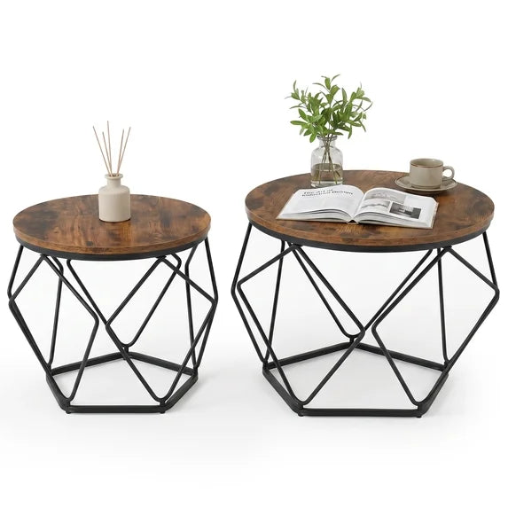 ZUNMOS 20-Inch Round Side Table, 2-Pack - Small Accent End Tables for Living Room, Bedroom, Dorm - Set of 3 Round Nesting Tables