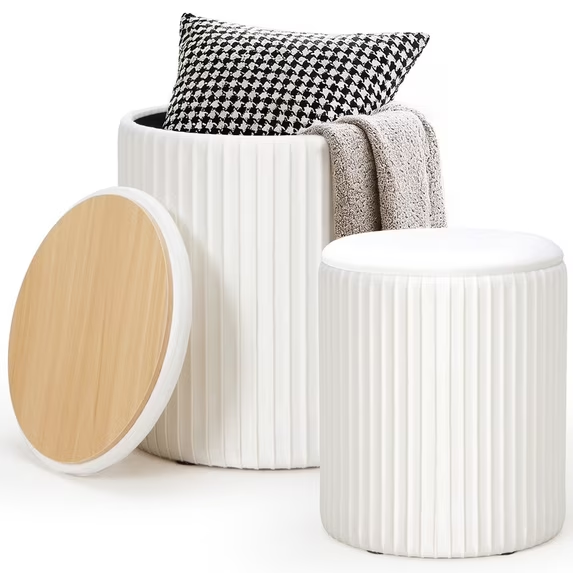 Gianna Round Ottoman Footrest Chair for Makeup Room, Bathroom, Bedroom, Living Room, Entryway & Offices