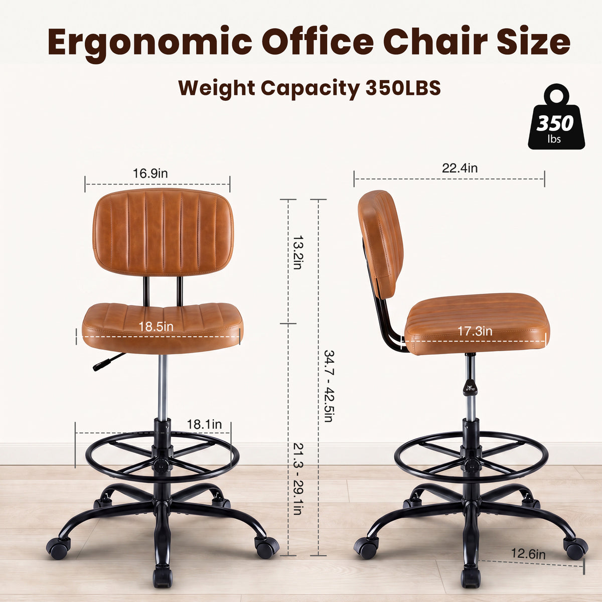 edx Adjustable Height 360° Rolling Swivel Computer Task Chair without Arm