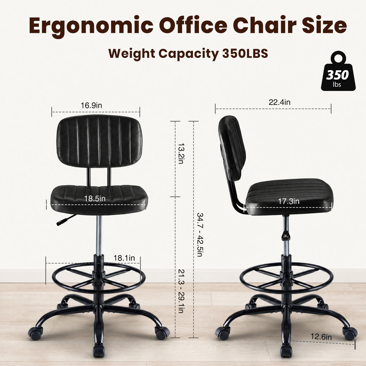edx Adjustable Height 360° Rolling Swivel Computer Task Chair without Arm
