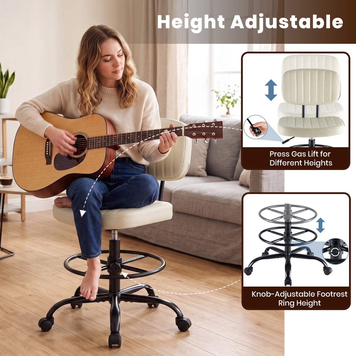 edx Adjustable Height 360° Rolling Swivel Computer Task Chair without Arm