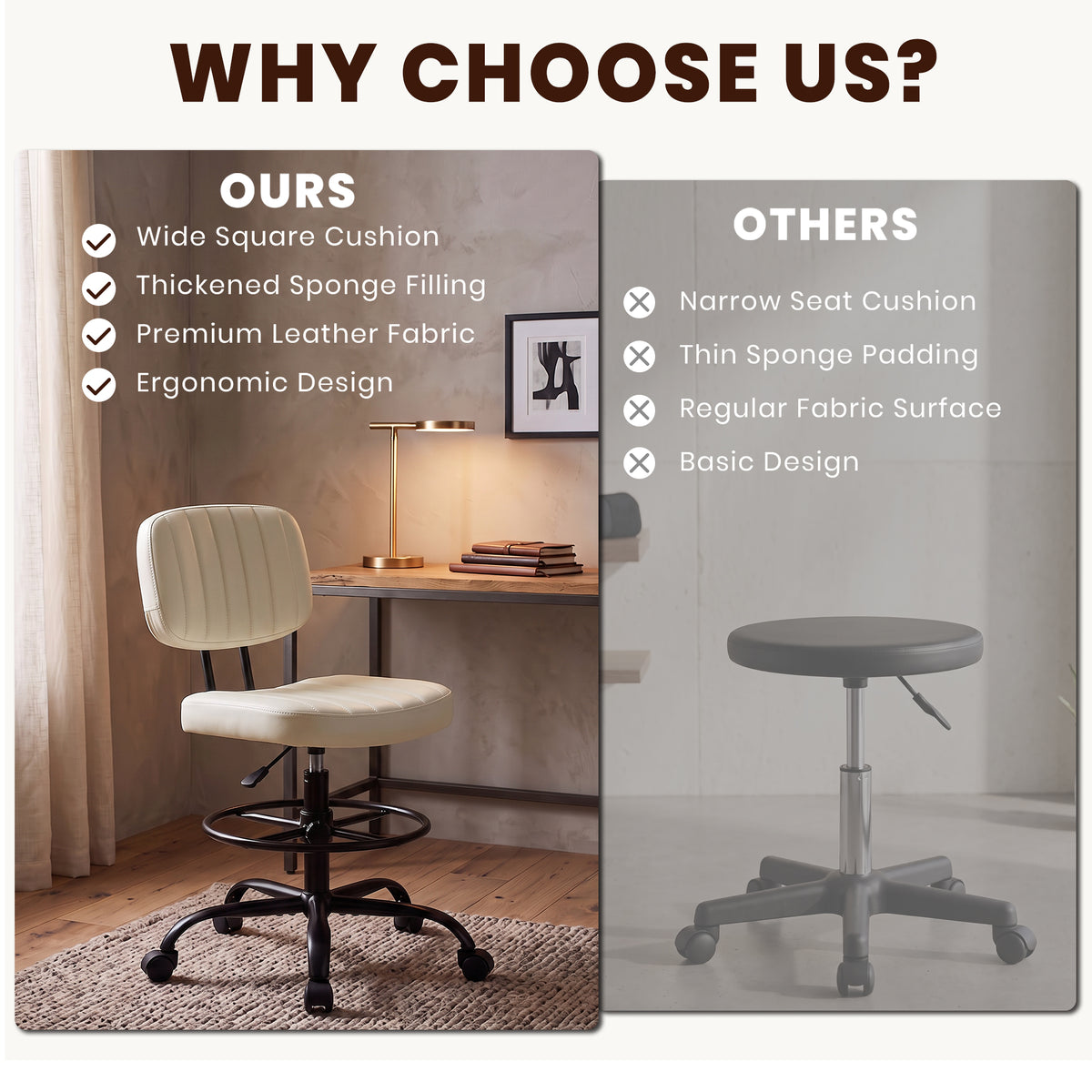 edx Adjustable Height 360° Rolling Swivel Computer Task Chair without Arm
