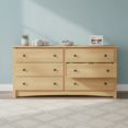 EDX 59in Wood Dresser 6 Drawer, Brown Dresser for Bedroom, Vintage Dressers, Chest of Drawers for Living Room