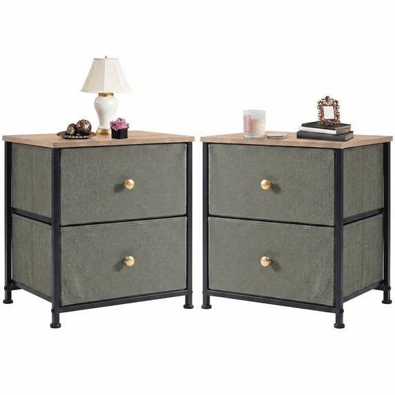 edx Nightstand, Versatile Nightstand with 2 Drawers - Ideal for Bedroom, Living Room, Closet, Entryway, Blue
