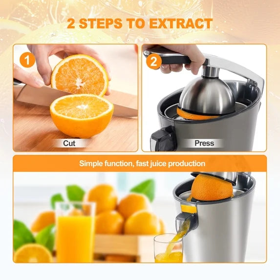 EDX Cone Citrus Juicer, 60dB Quiet Operation, Perfect for Orange Juice & All Citrus Fruits, Home Kitchen Essential