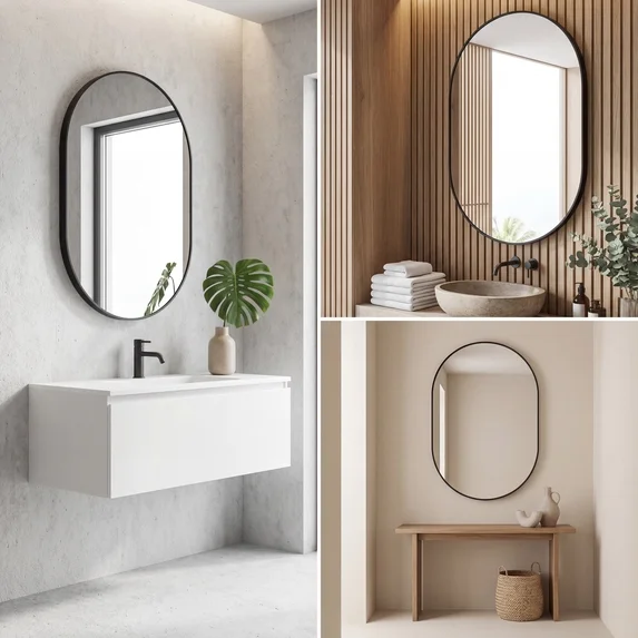 EDX Wall Oval Mirror with Crystal Clear Reflection, Convenient Hanging Hooks, and Premium Aluminum Alloy Construction