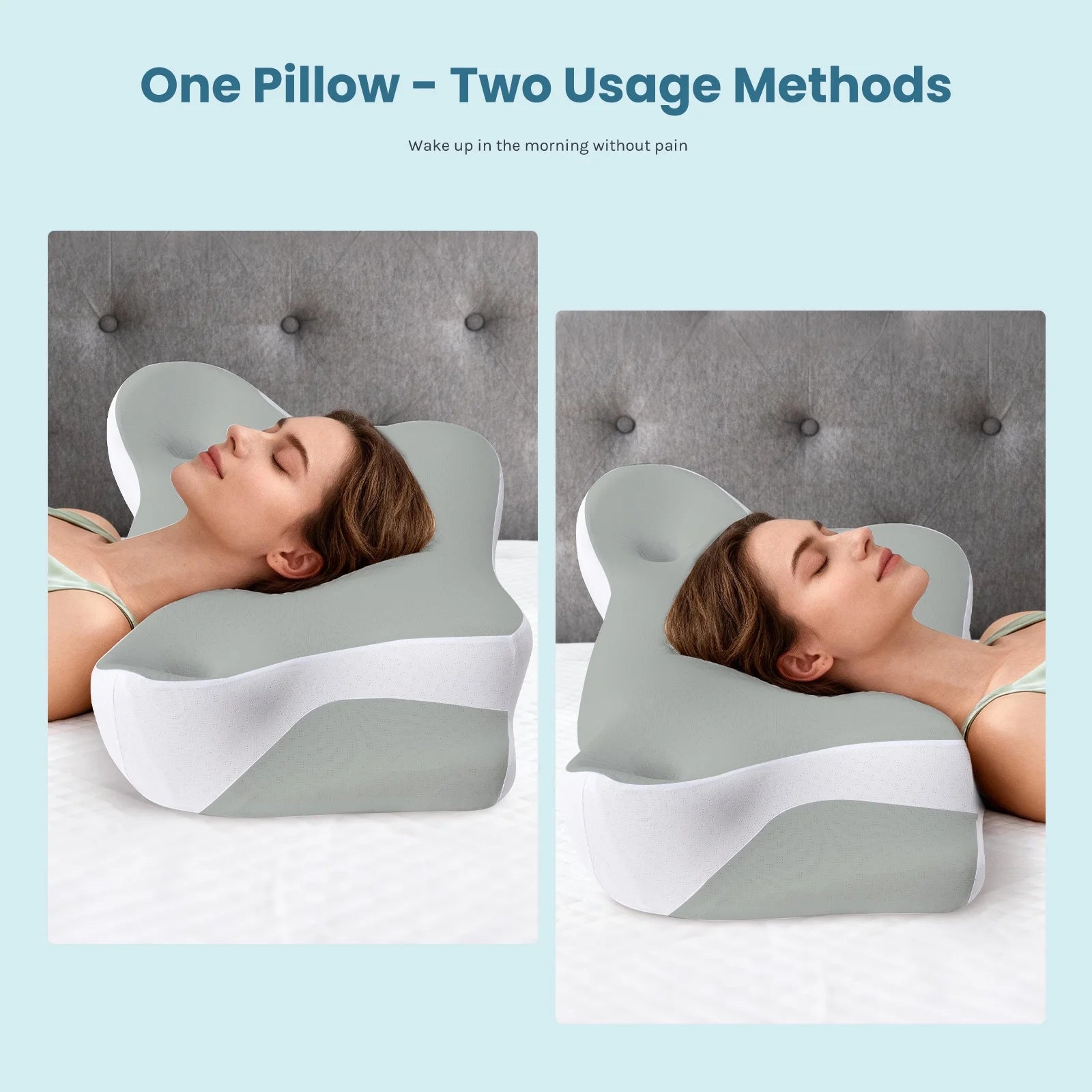 EDX Cervical and Ergonomic Pillow for Neck Pain Relief, Memory Foam, Suitable for Multiple Occasions,Grey