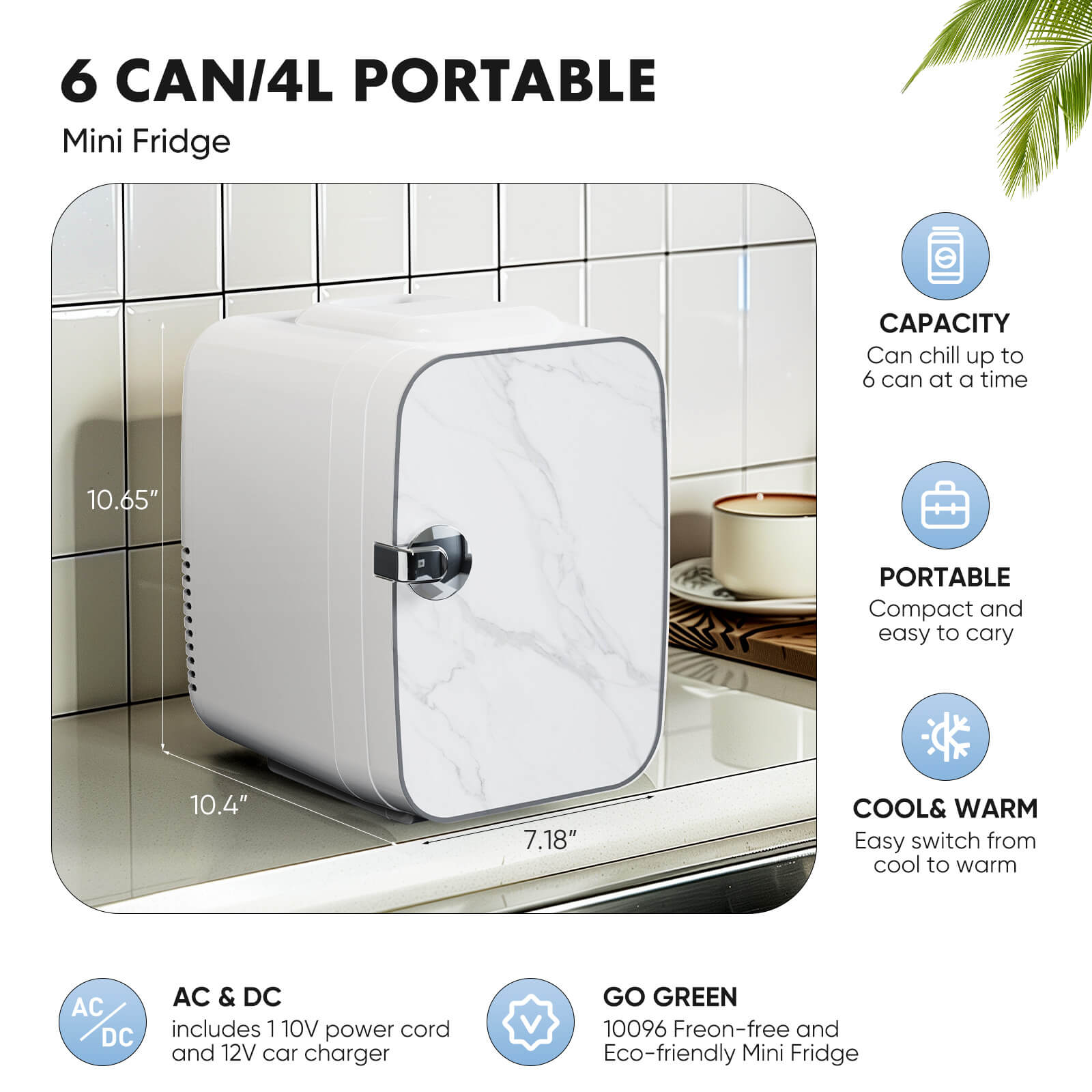 edx Portable 4 litre mini fridge - hot and cold, can store skin care products, food, etc., suitable for home, office, car refrigerator