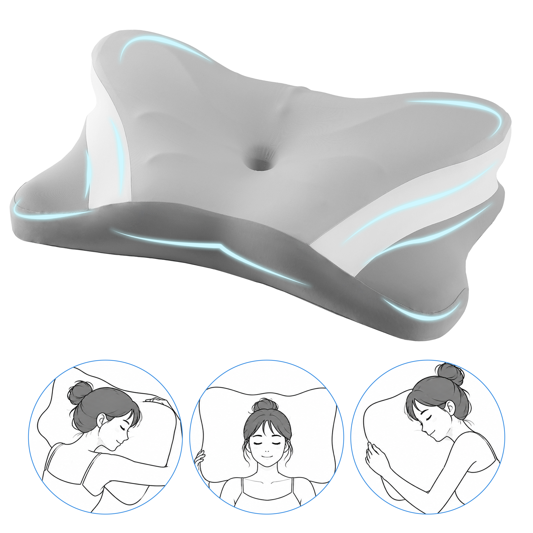 EDX Cervical Contour Memory Foam Pillow, Memory Foam Neck Pillow for Sleeping, Cooling Pillow for Side Back Stomach Sleepers