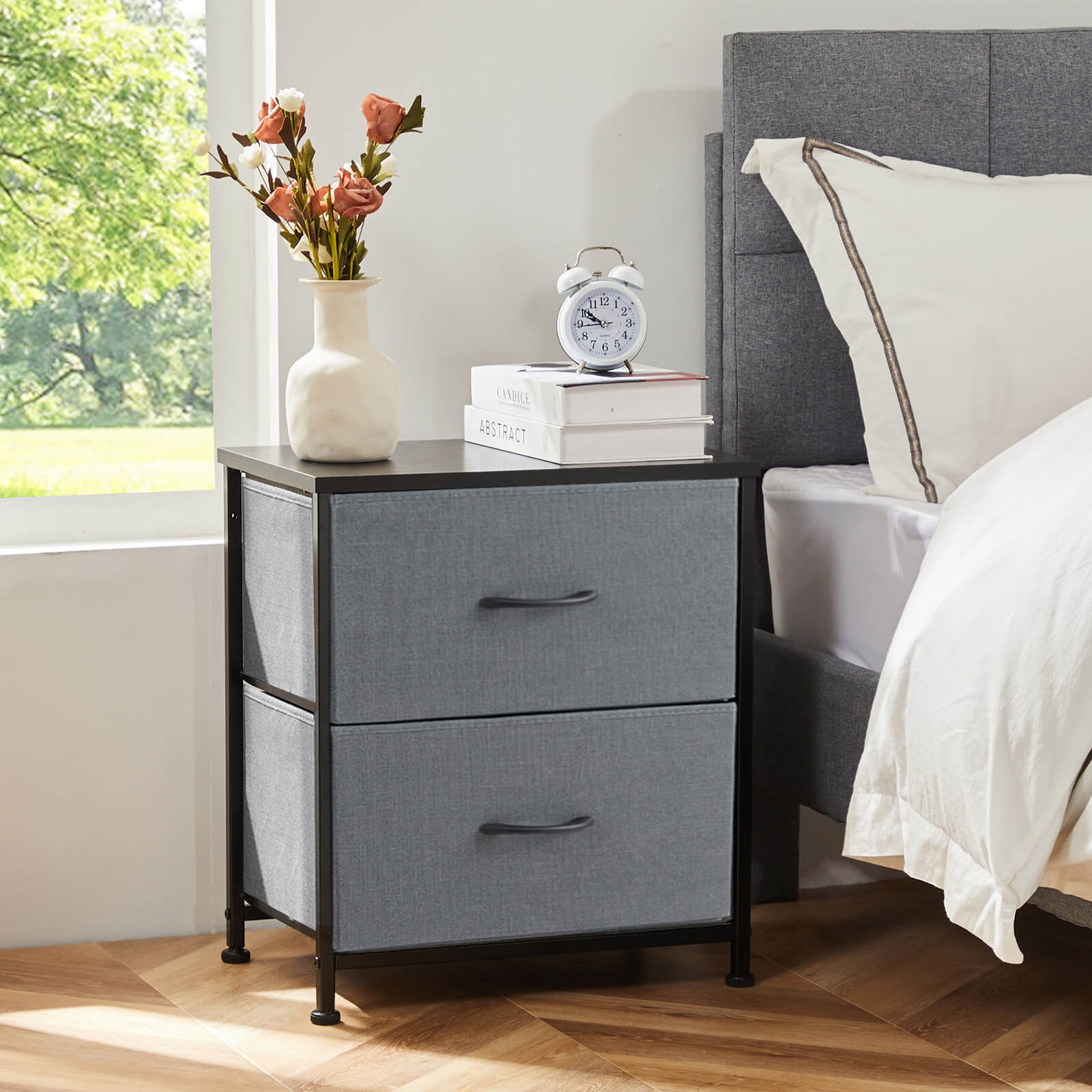 edx 2 Piece Nightstand Set - 2 Storage Drawers, Bedside Furniture End Table, Suitable for Living Room, Bedroom, Closet