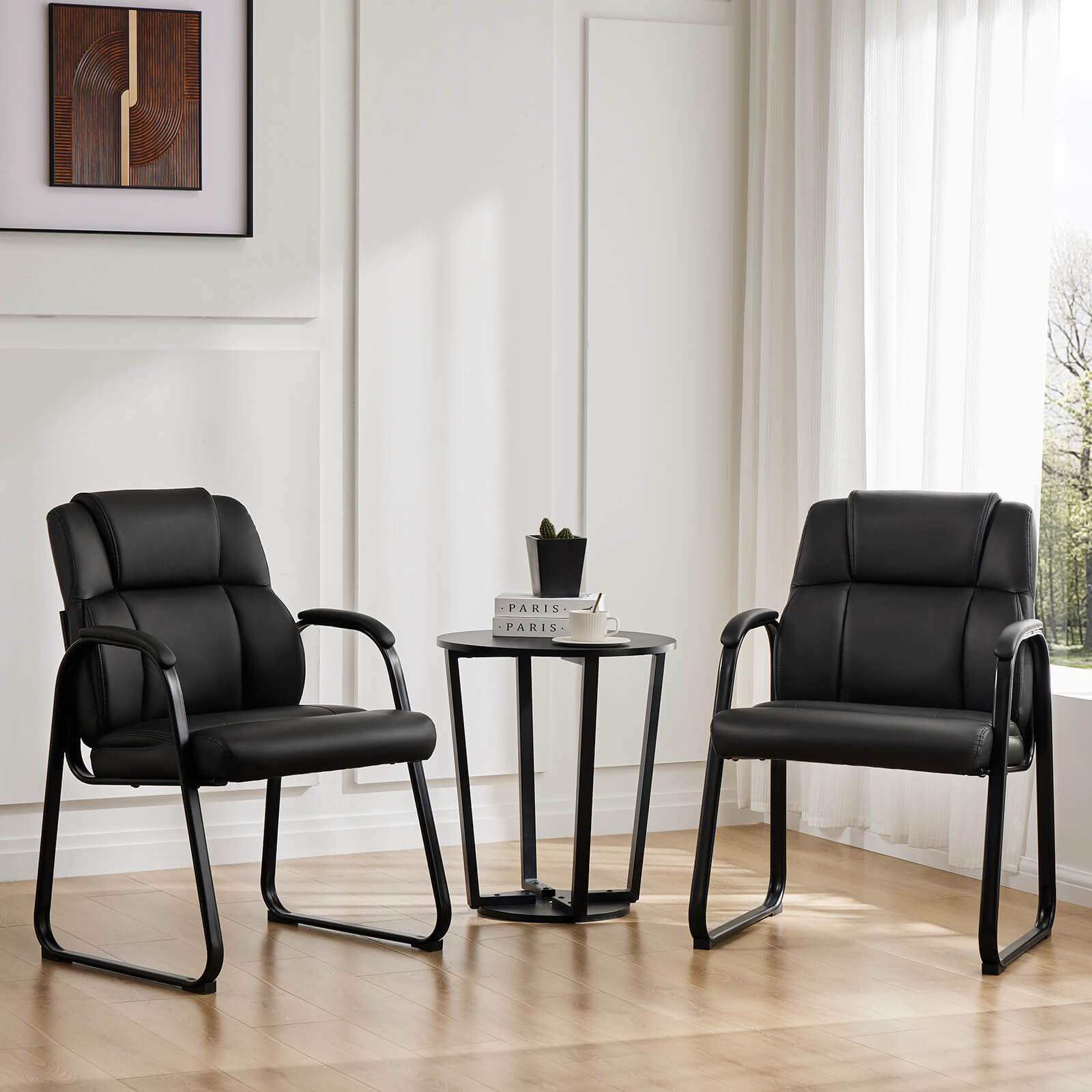 Waiting Room Chairs-Big and Tall PU Leather Without Wheels,for Reception Area Conference Room Lobby Home Computer Desk Bedroom Elderly