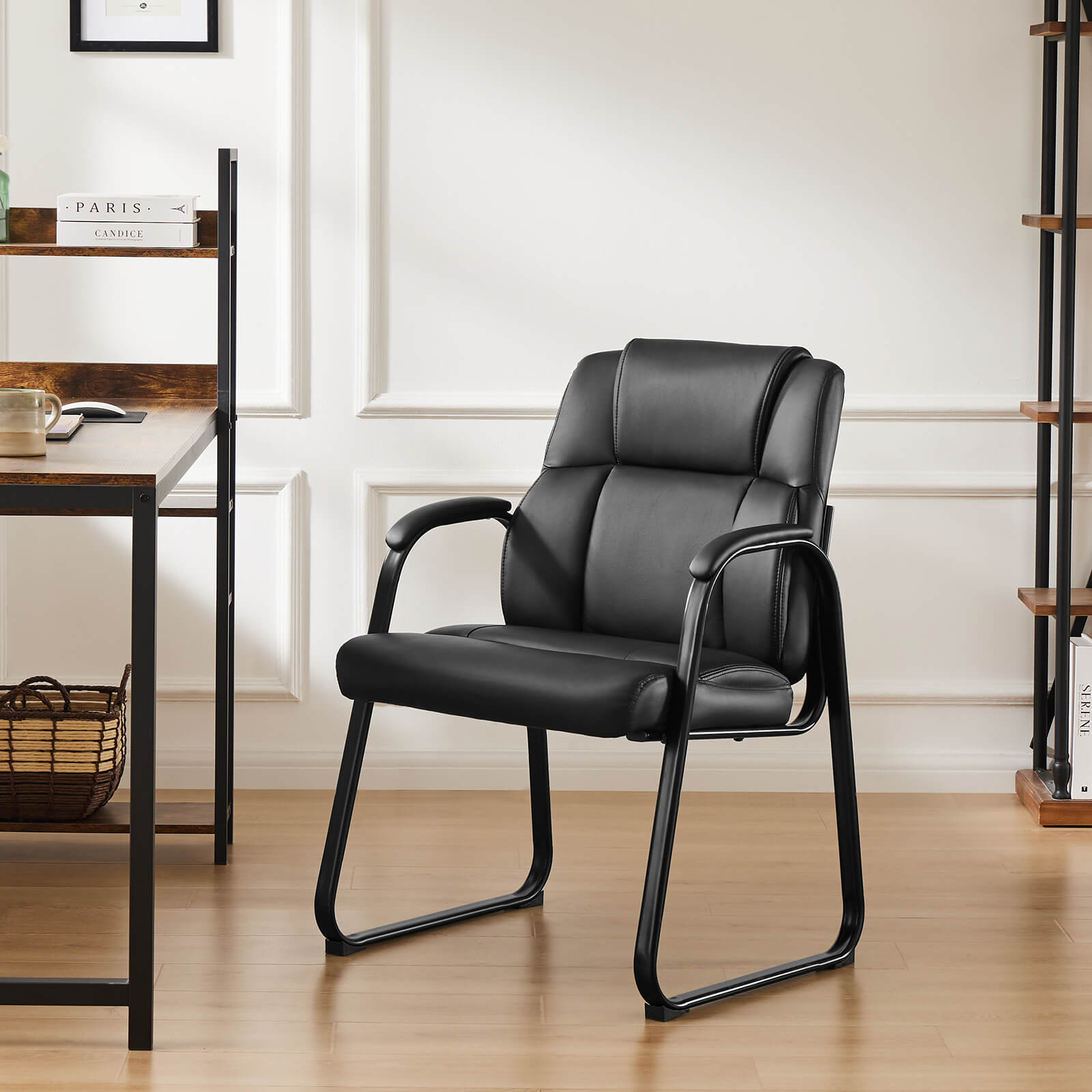 Waiting Room Chairs-Big and Tall PU Leather Without Wheels,for Reception Area Conference Room Lobby Home Computer Desk Bedroom Elderly