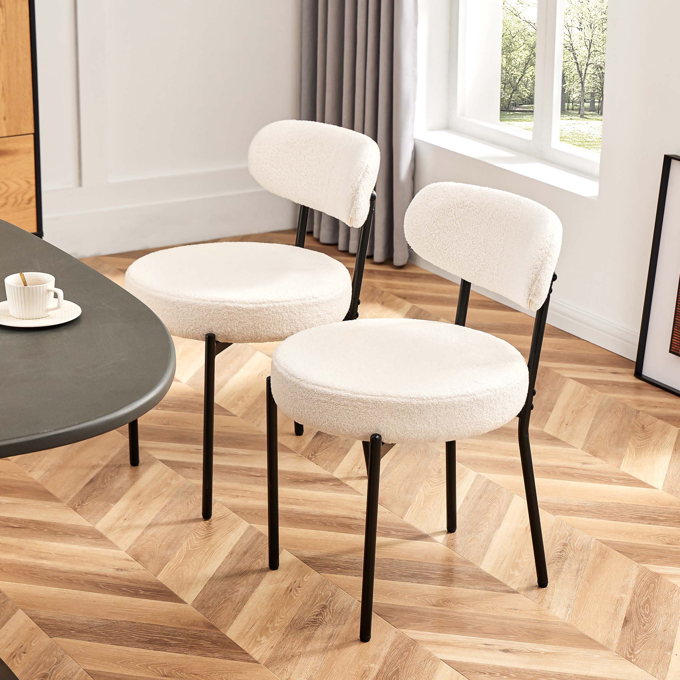 edx Dining Chair Set of 2 Modern Upholstered Fabric Chairs with Metal Legs for Kitchen Living Room Dining Room