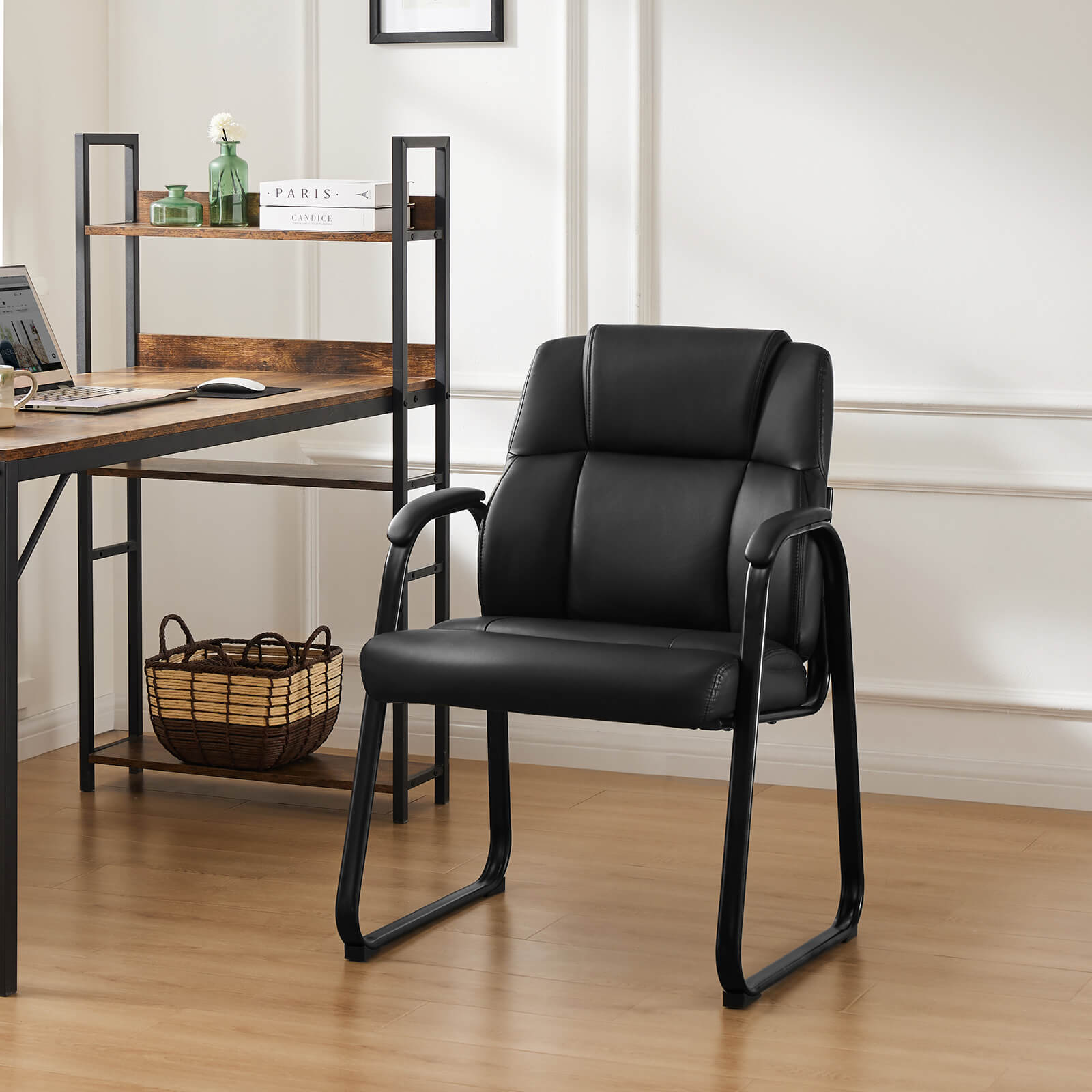Waiting Room Chairs-Big and Tall PU Leather Without Wheels,for Reception Area Conference Room Lobby Home Computer Desk Bedroom Elderly