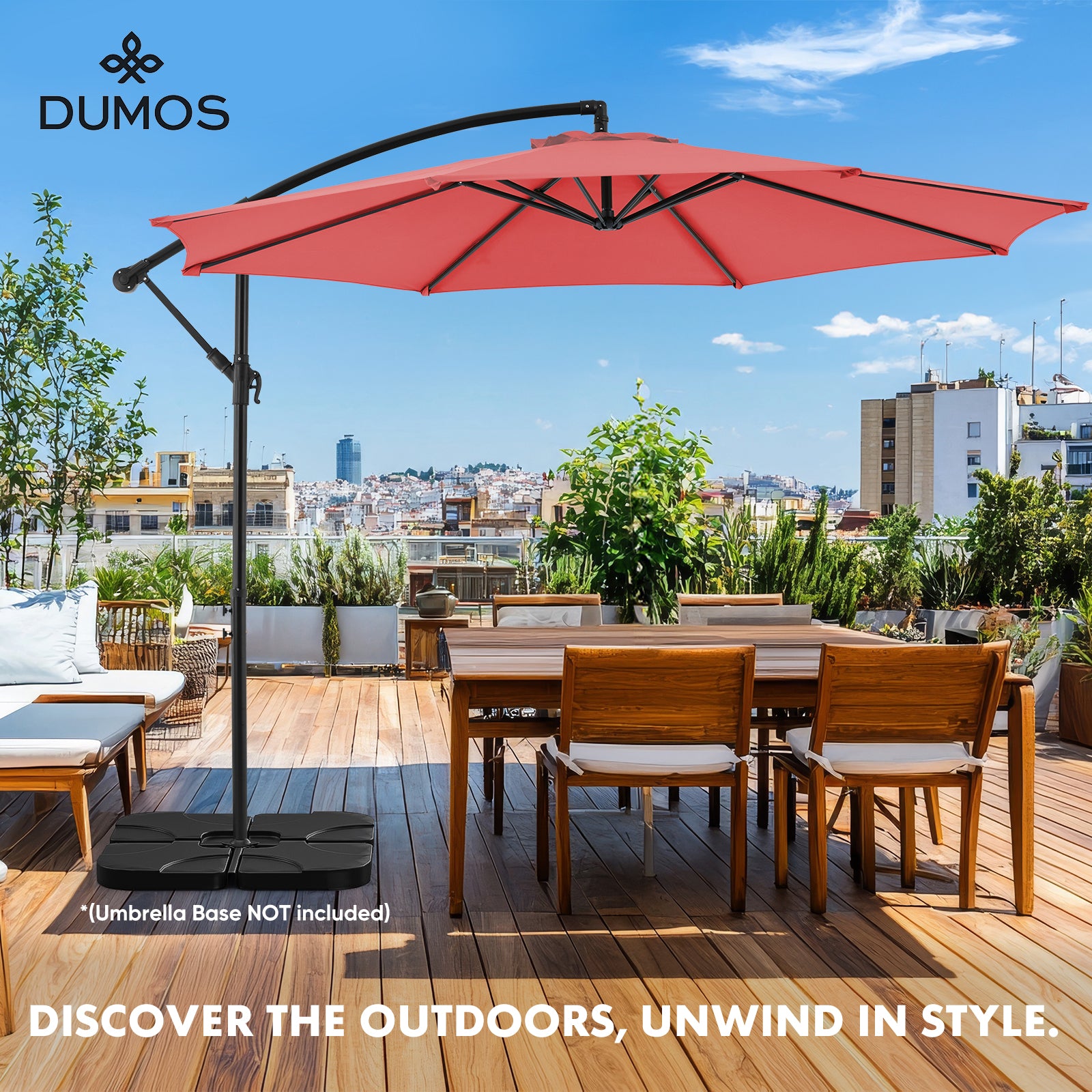 10FT Offset Cantilever Patio Umbrella with Easy Tilt & Crank, Self-Locking Design, 8 Robust Ribs for Outdoor Shade, Ideal for Decks and Gardens