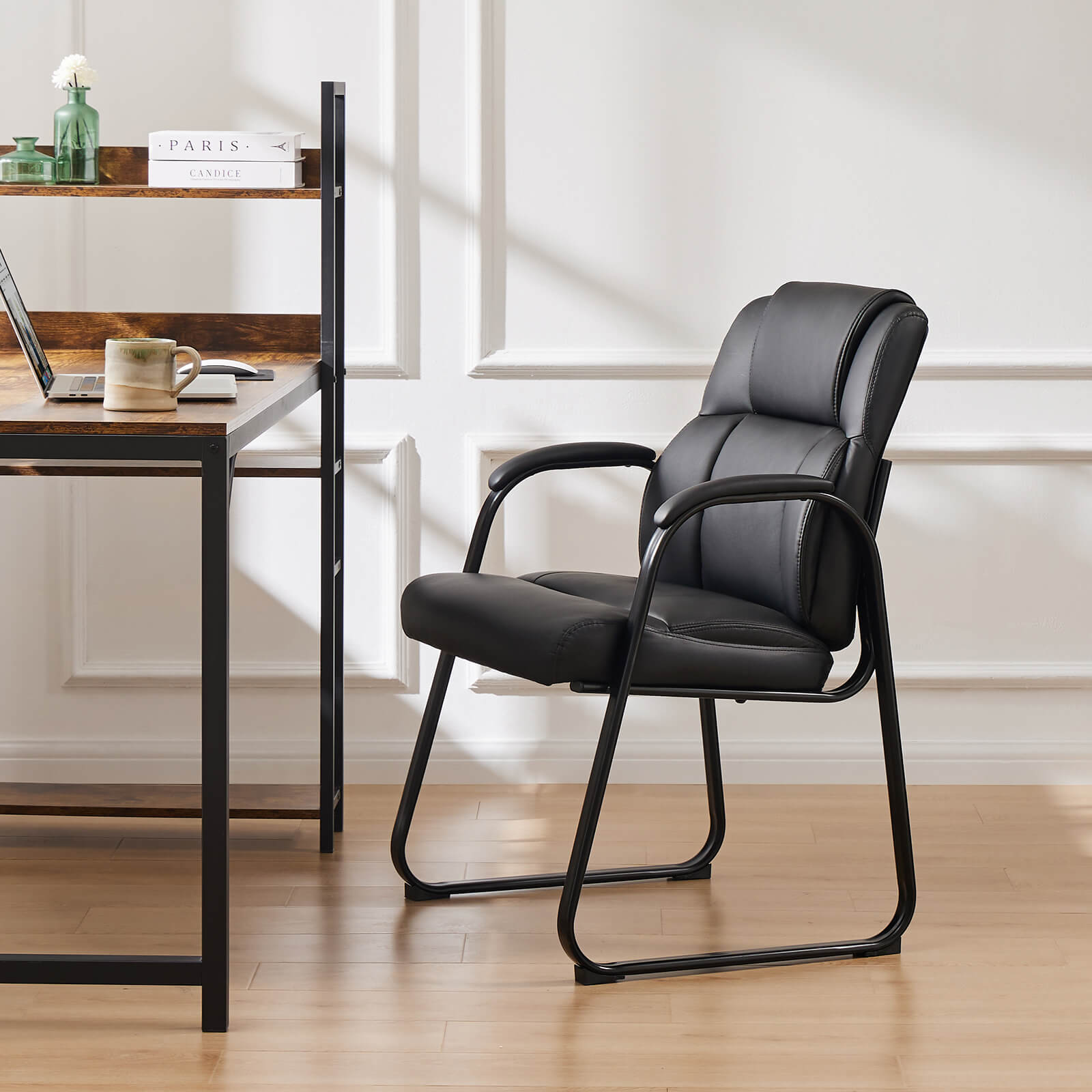Waiting Room Chairs-Big and Tall PU Leather Without Wheels,for Reception Area Conference Room Lobby Home Computer Desk Bedroom Elderly
