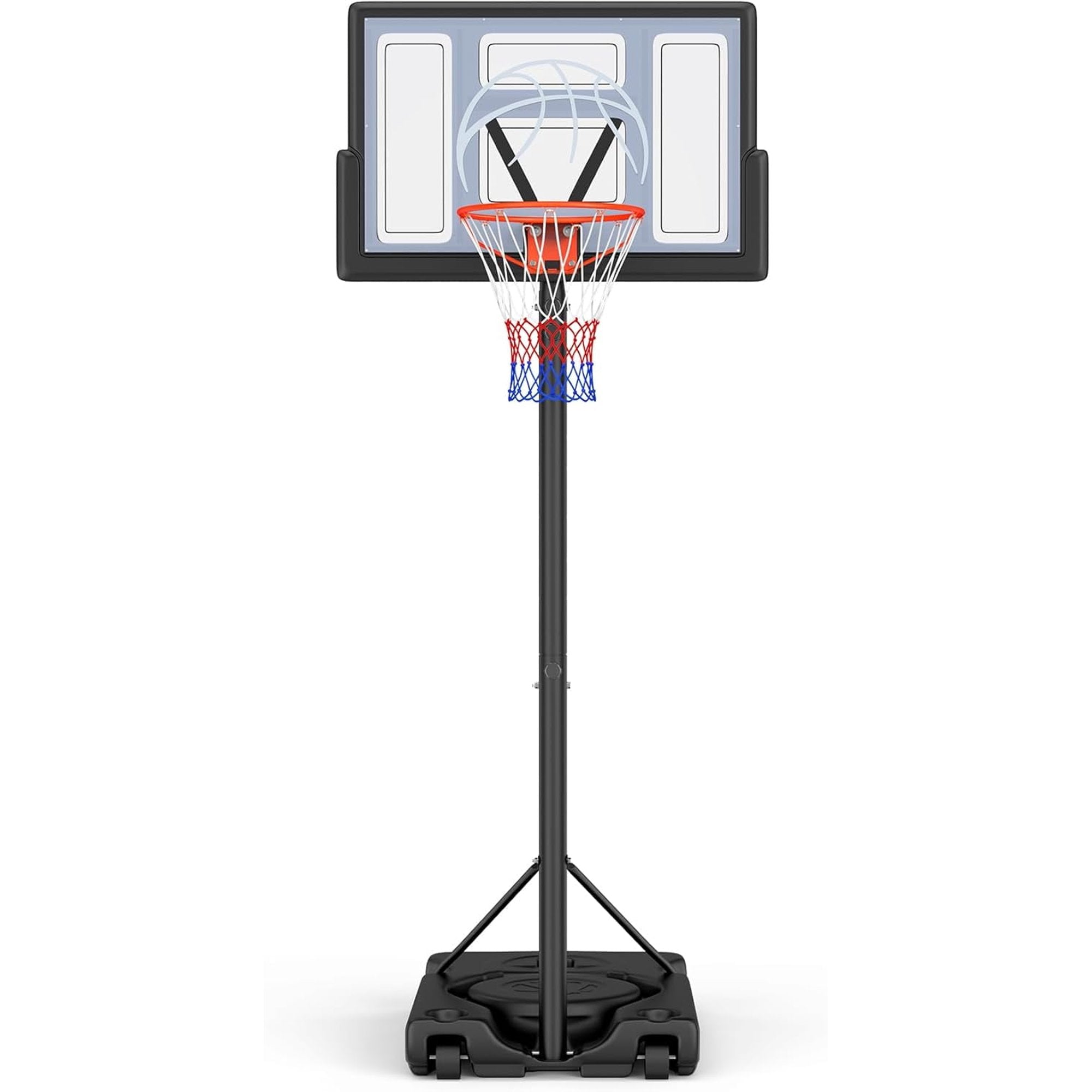 Edx 6.1ft-10ft Adjustable Height 44" Shatterproof Outdoor Portable Basketball System (Adult)