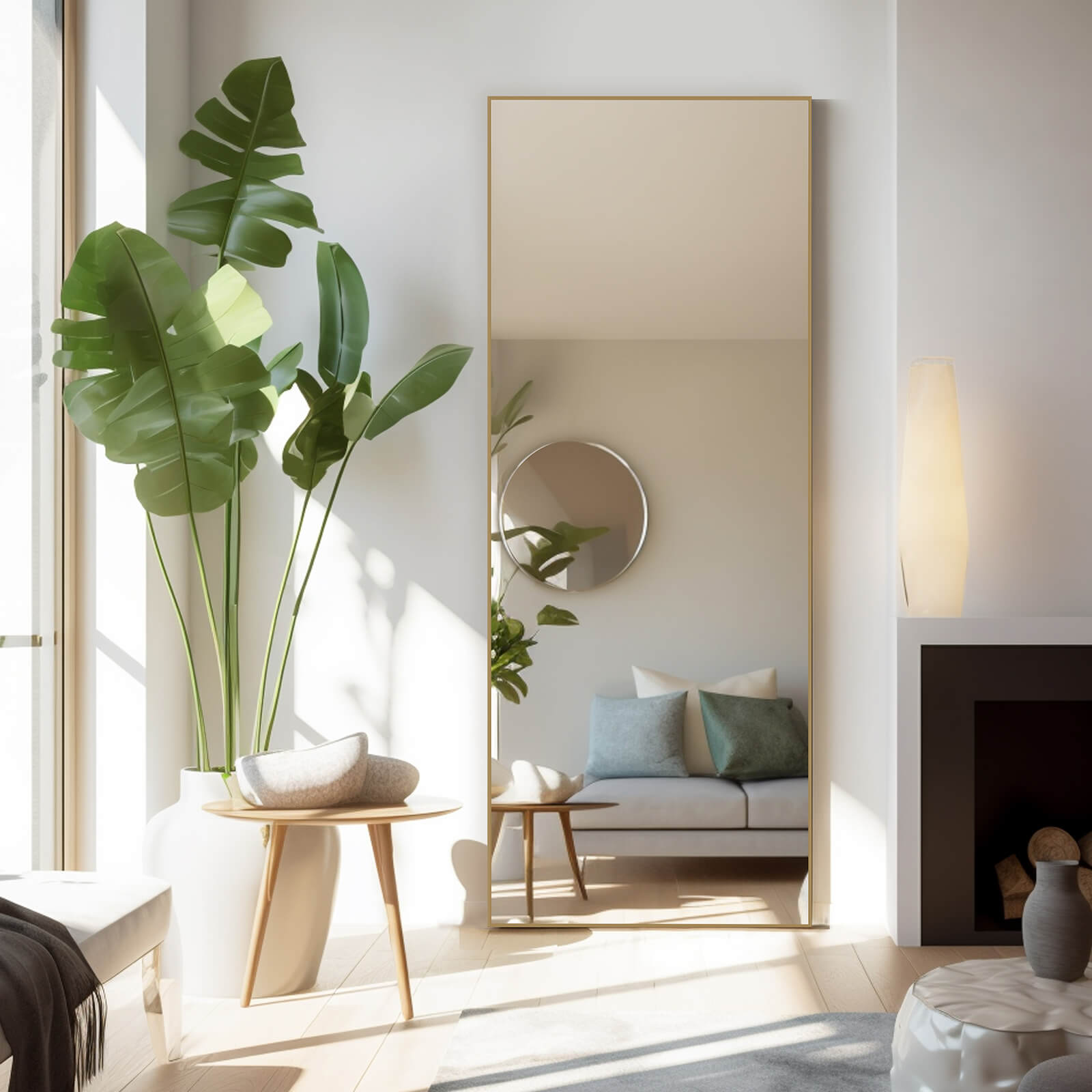 edx 71"x30" Arched Full Body Mirror Floor Mirror Standing Hanging or Leaning Wall with Stand Aluminum Alloy Thin Frame