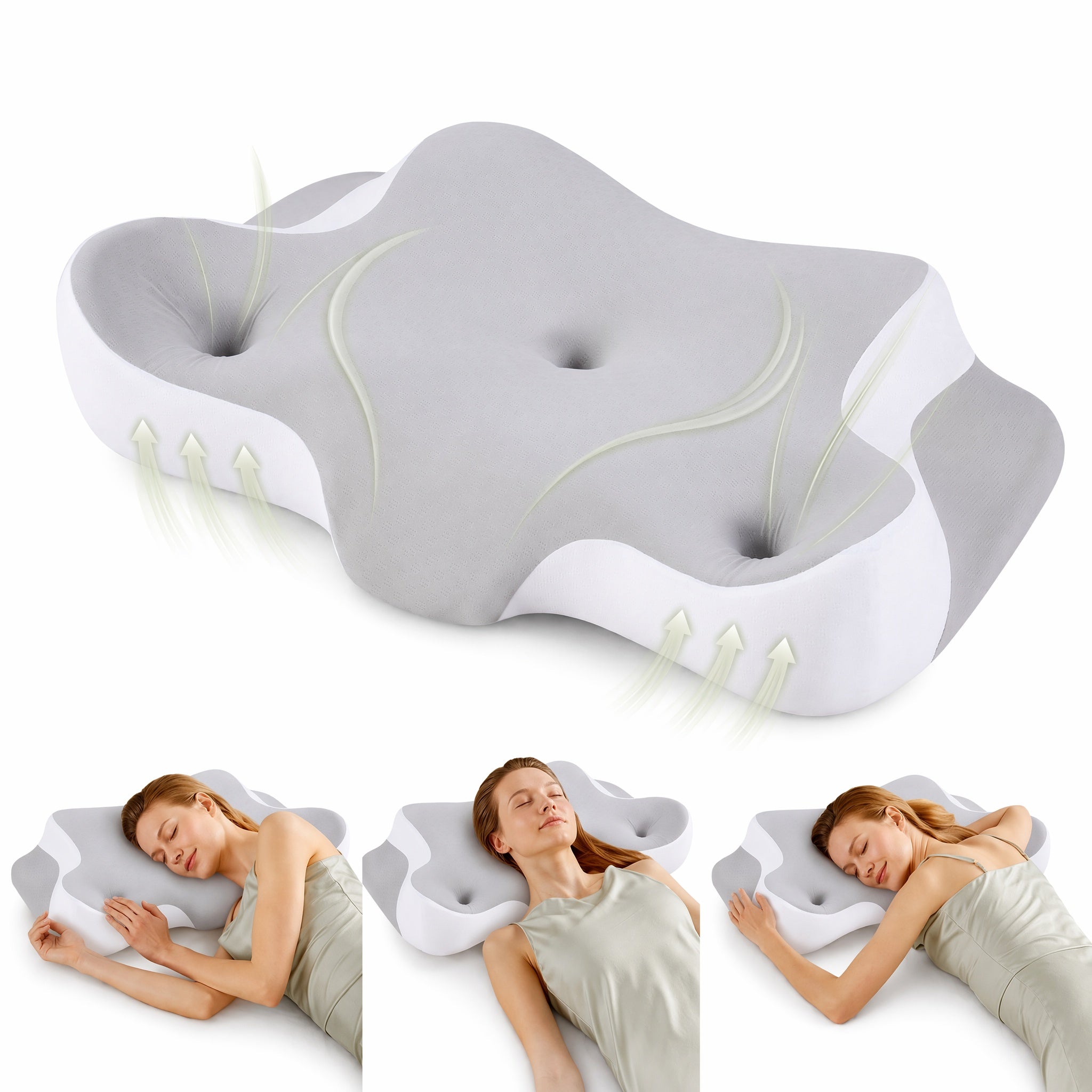 EDX 24 x 16 inch Cervical Ergonomic Pillow - Memory Foam Neck Pain Relief for Side/Back/Stomach Sleepers