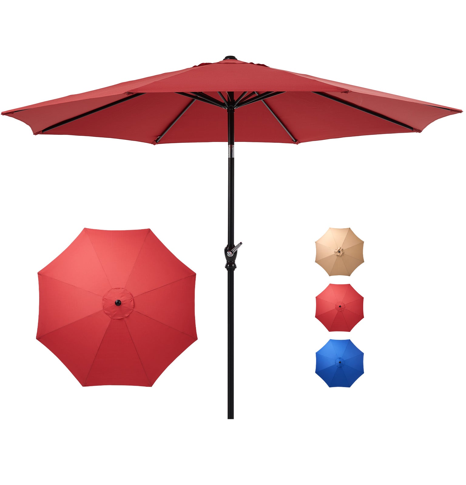 ZUNMOS 9FT Patio Umbrella with Push Button Tilt and Crank, with 8 Sturdy Ribs,Outdoor Umbrella, Pool Umbrella, for Market, Terrace, Beach, Outdoor Restaurant