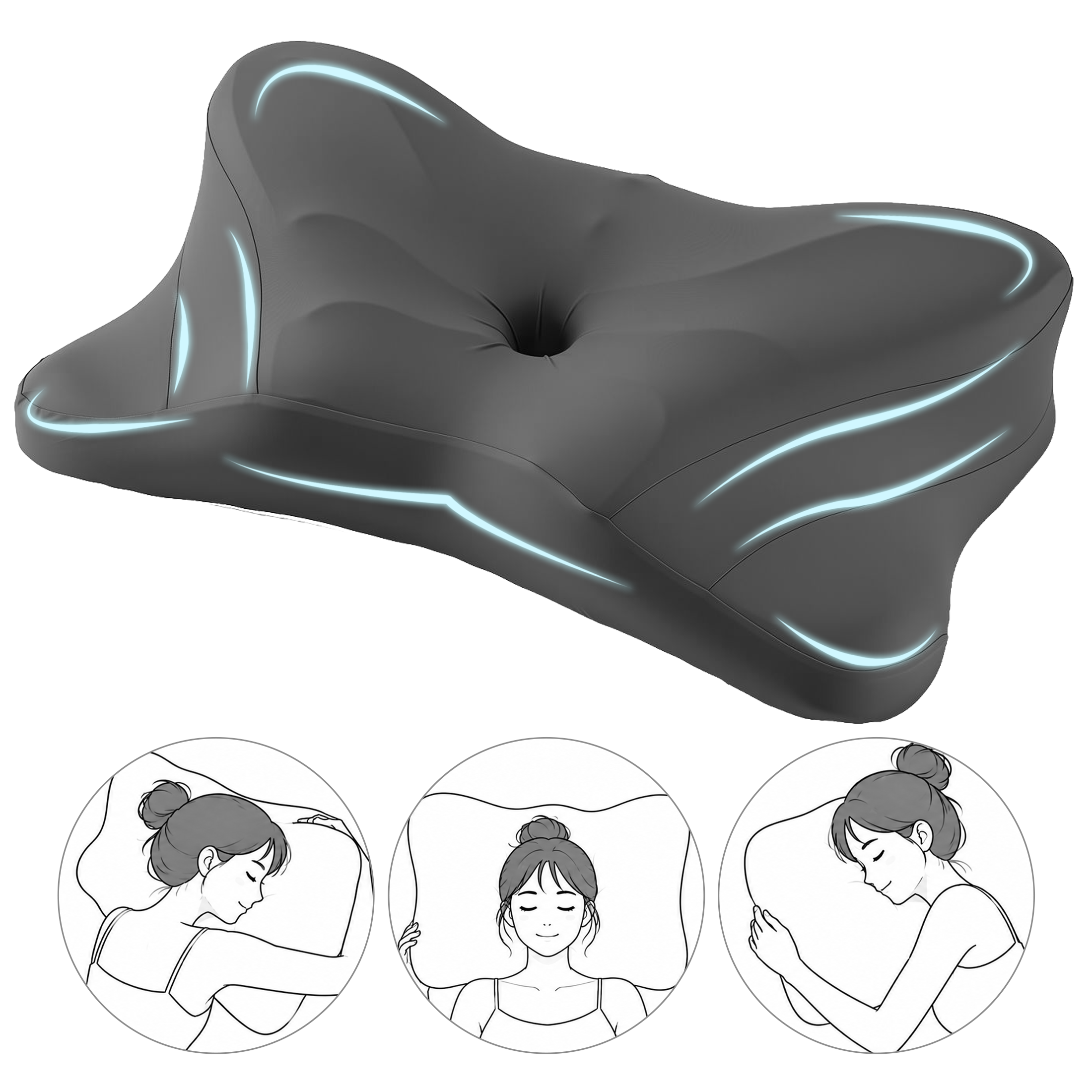 EDX Cervical Contour Memory Foam Pillow, Memory Foam Neck Pillow for Sleeping, Cooling Pillow for Side Back Stomach Sleepers