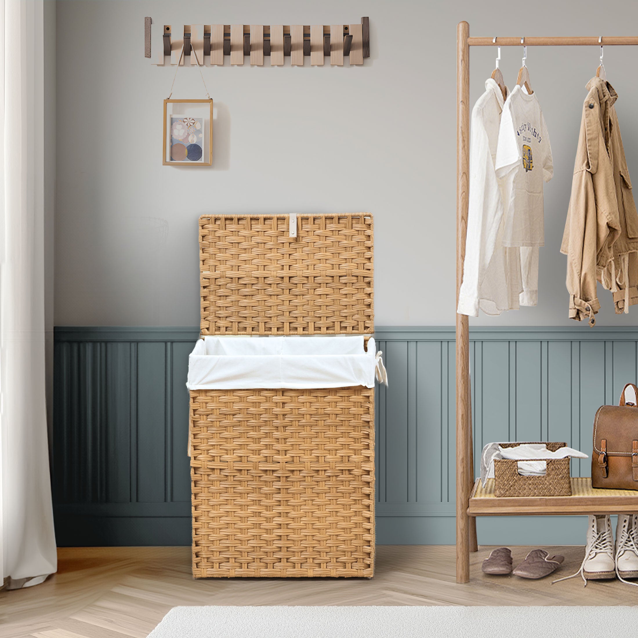 ZUNMOS Laundry Hampers with Lid, Clothes Hampers with Handles and Removable Laundry Bags, Large Collapsible Laundry Hampers for Bedroom, Bathroom, Dorm Room
