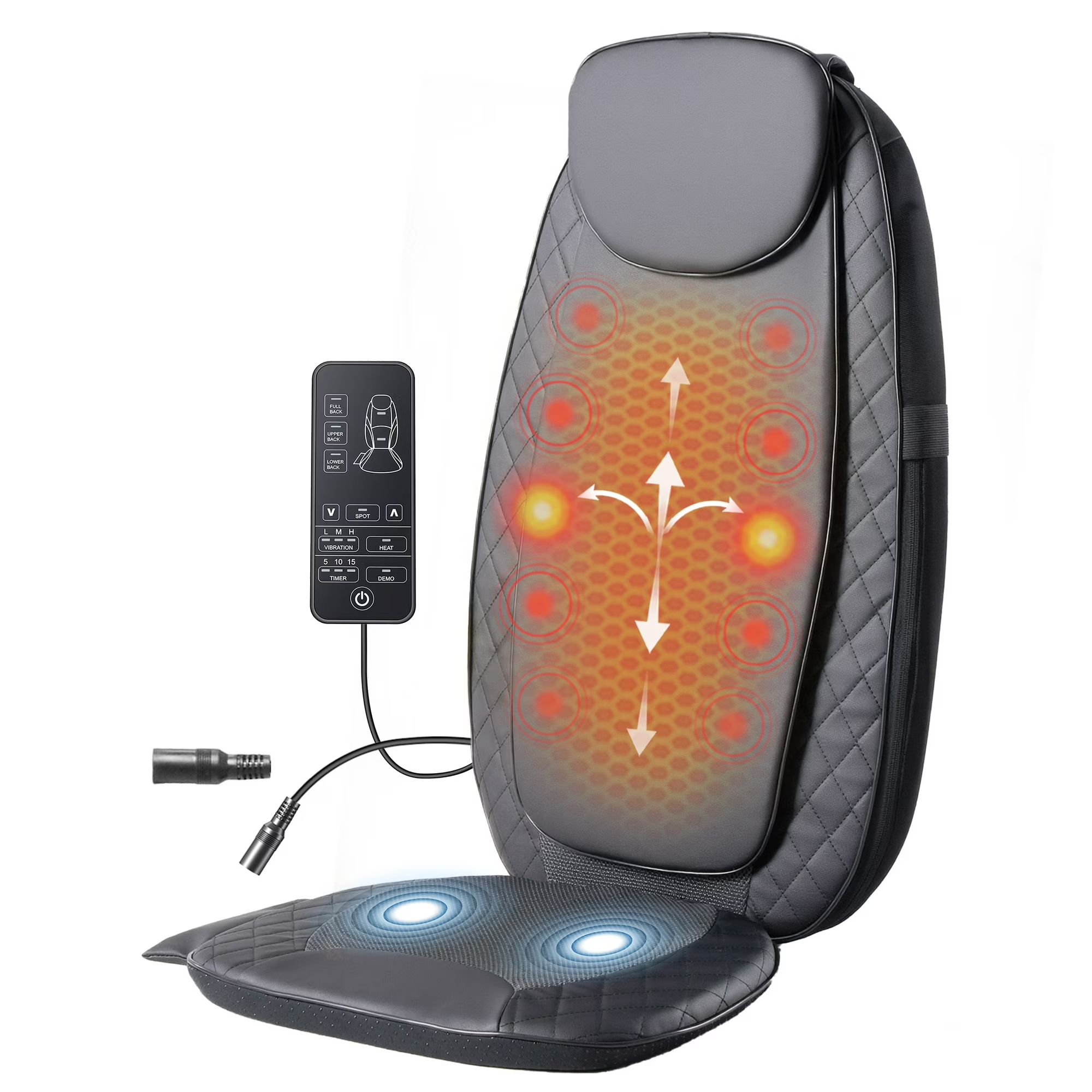 EDX Heated Body Massage Seat Cusion with Vibration, Electric Massage Pad for Pain Relief