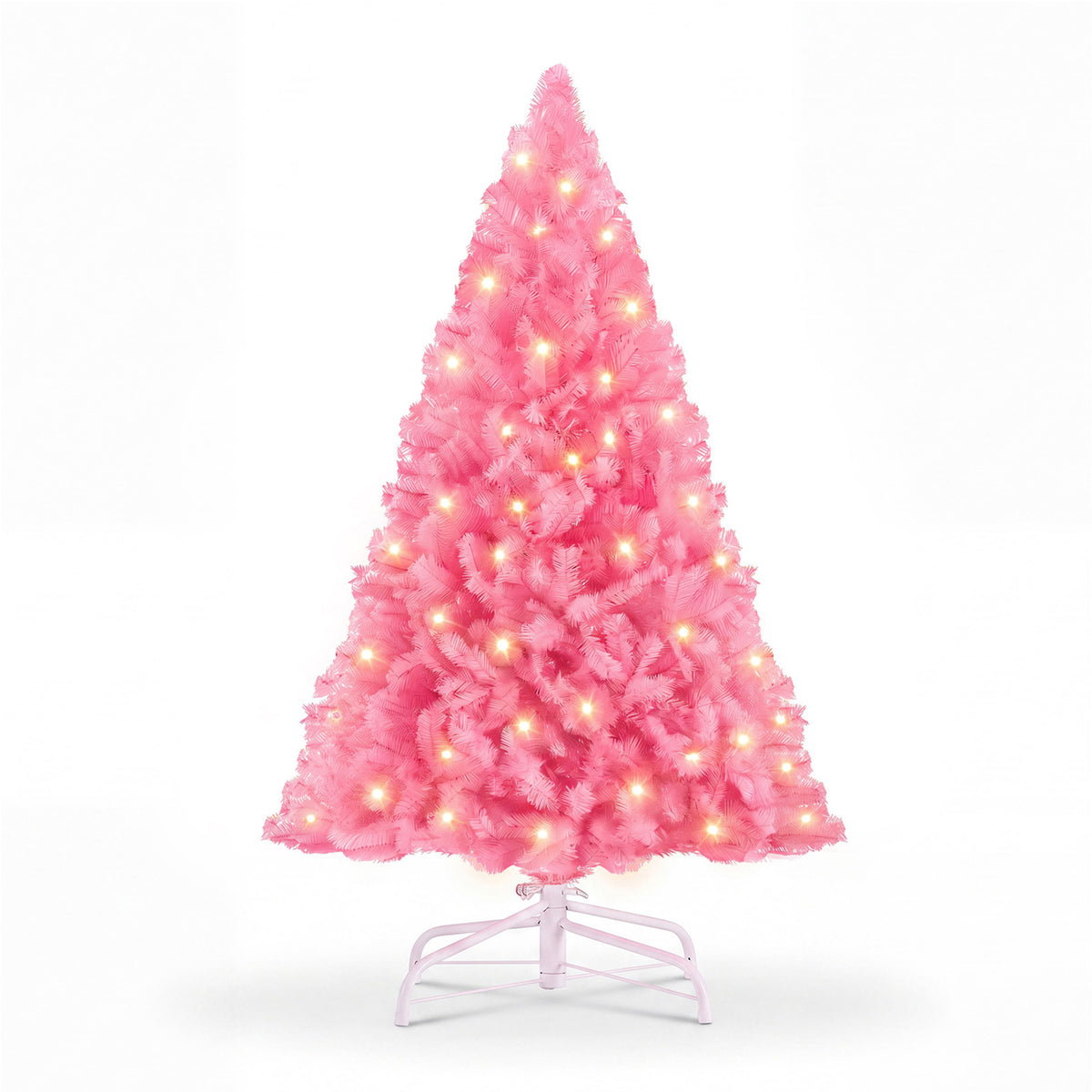 EDX Pre-lit White Pencil Christmas Tree, Artificial Xmas Tree with Warm White LED Lights, Branch Tips & Foldable Base, for Home, Office, Party Decoration