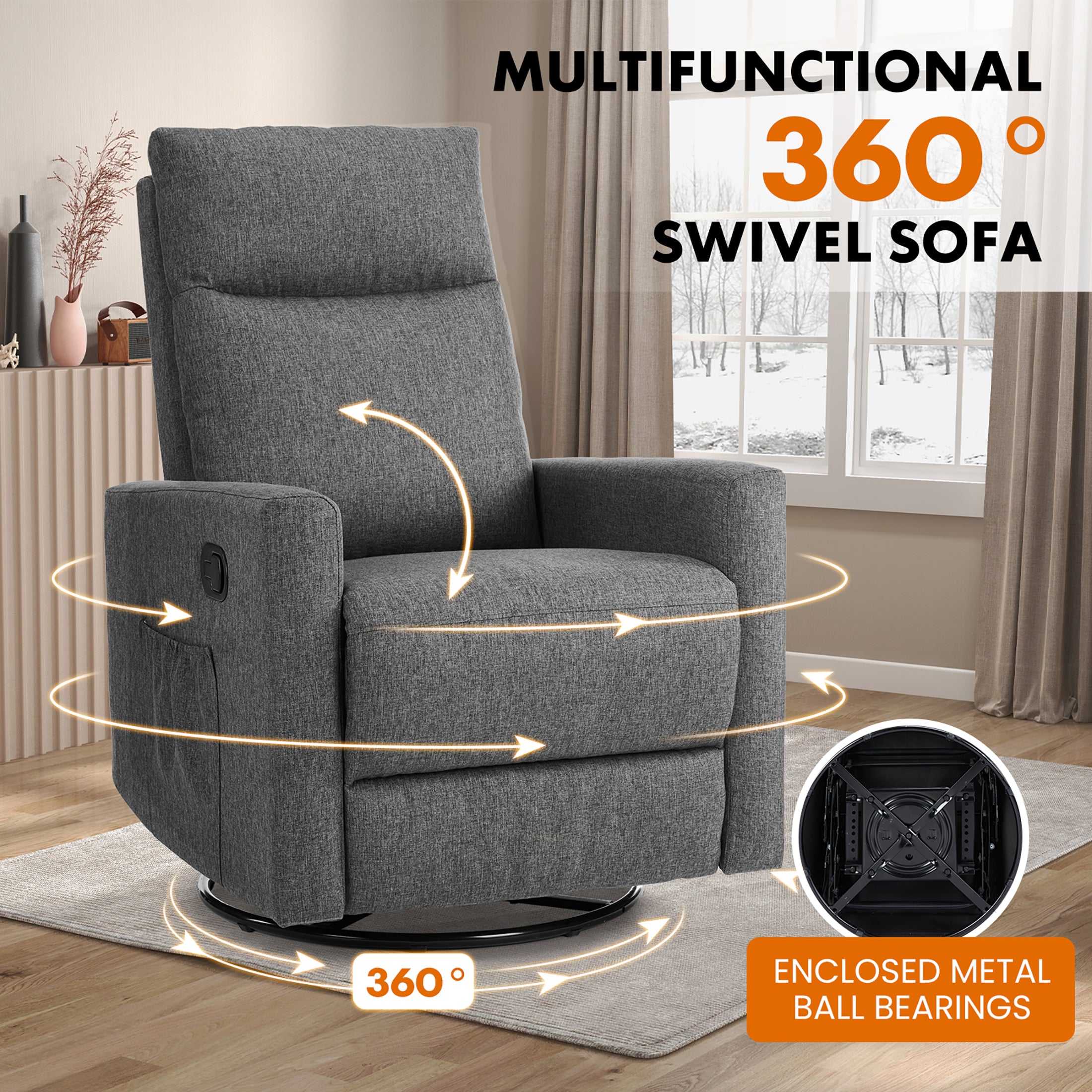 ZUNMOS Luxurious Rocking Chair Nursery, Swivel Rocker Recliner for Comfort in Your Nursery, Living Room, and Bedroom