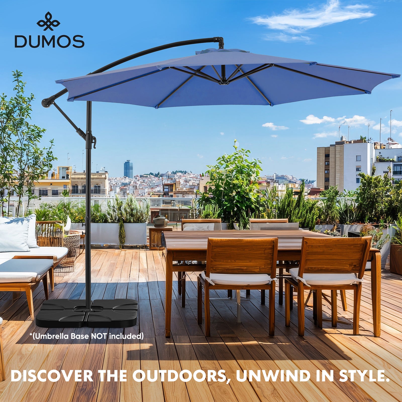 10FT Offset Cantilever Patio Umbrella with Easy Tilt & Crank, Self-Locking Design, 8 Robust Ribs for Outdoor Shade, Ideal for Decks and Gardens