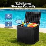 edx 31 Gallon Outdoor Storage Deck Box, Waterproof Resin Patio Storage Bin for Cushions & Tools, Lockable UV Resistant, Black