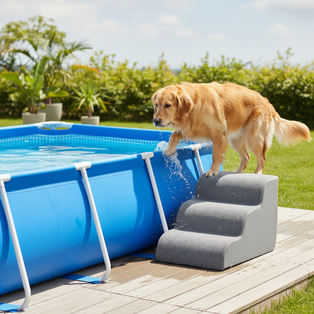 Edx Rounded-Corner Foldable Foam Dog Stairs with Rounded Edges - 3/4/5 Step Non-Slip Pet Ramp for Small/Medium Dogs, Fits Beds & Sofas